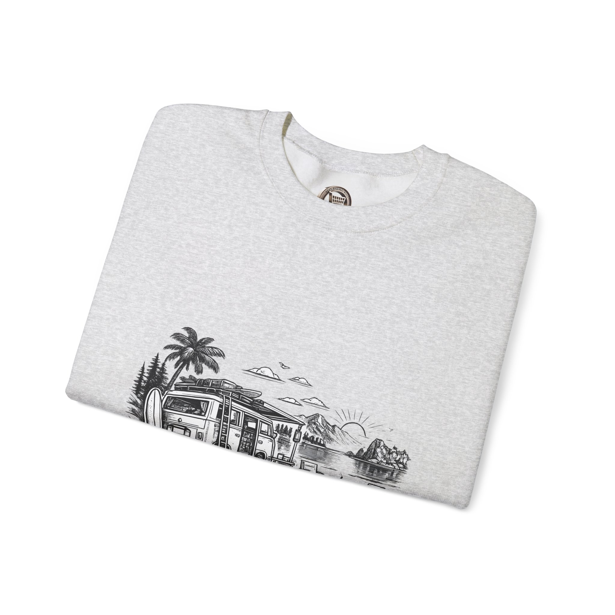 Unisex Heavy Blend™ Crewneck Sweatshirt — "Home Is Where You Park It" Design Minimal-Line