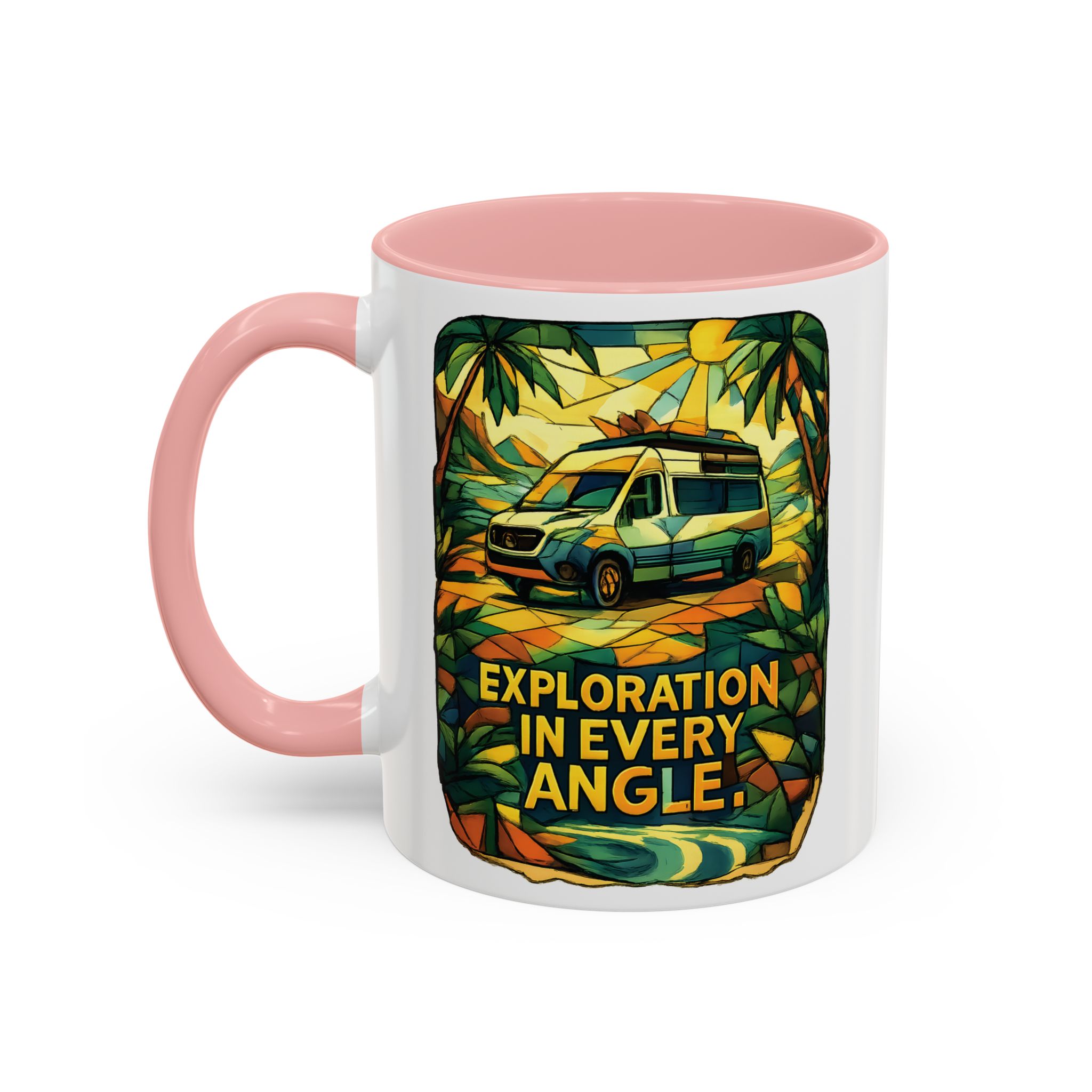 Accent Coffee Mug (11, 15oz) — "Exploration In Every Angle" Design Cubic-Line