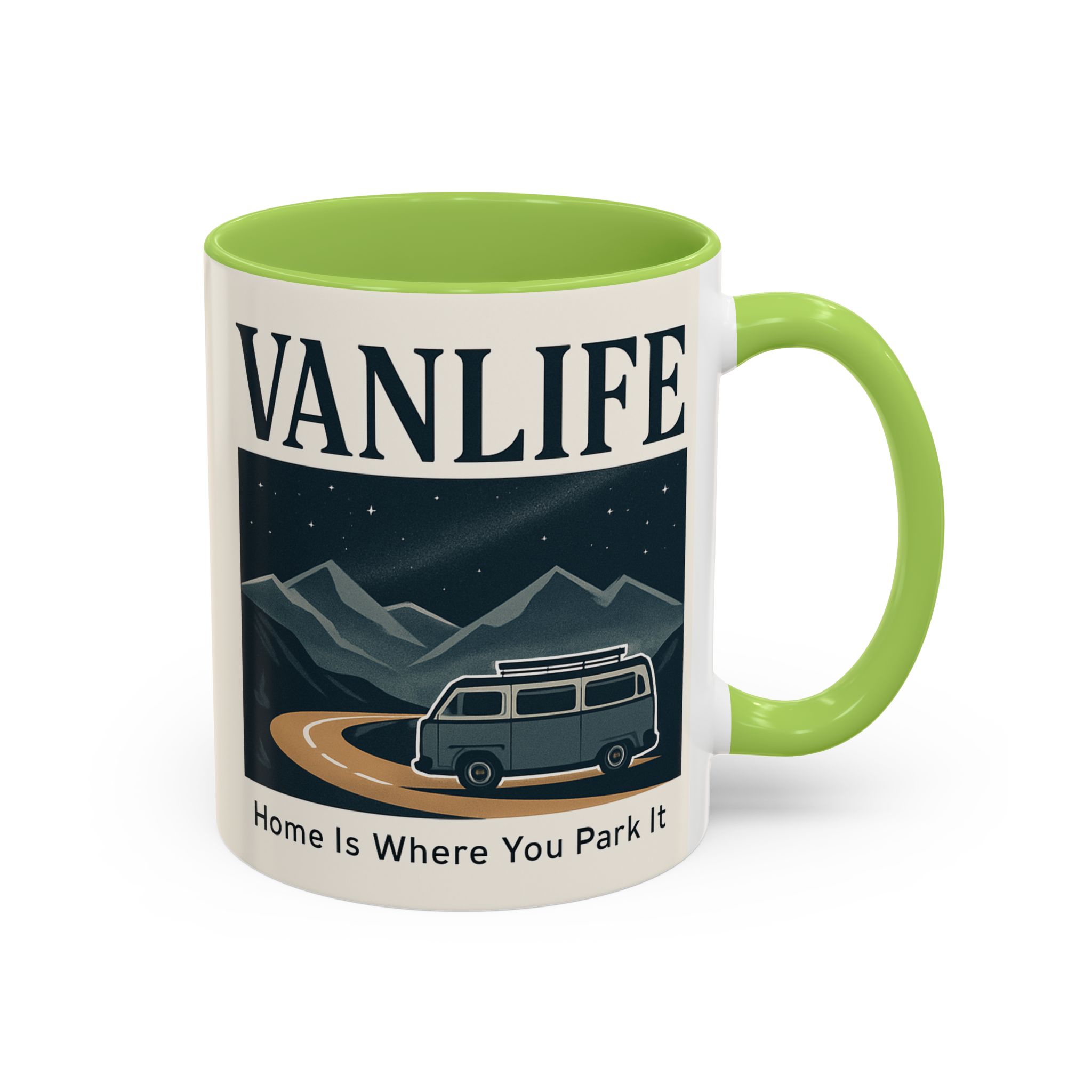 Coffee Mug — "Vanlife - Home Is Where You Park It" Accent Campervan Travel Mug