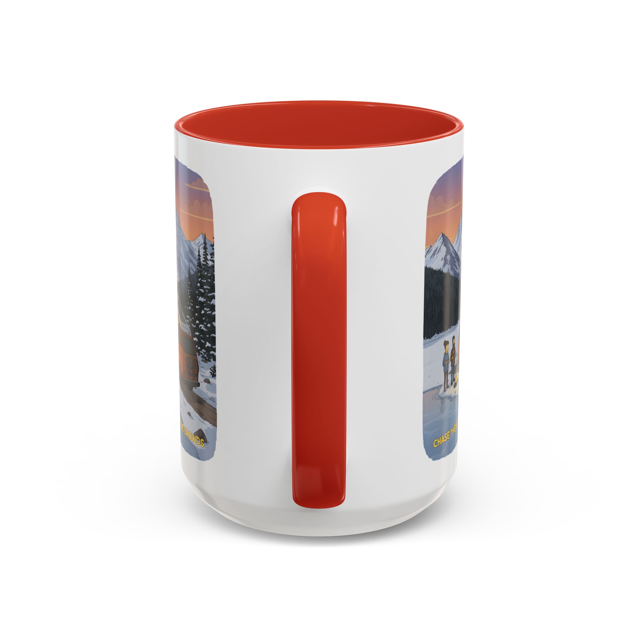 Accent Coffee Mug (11, 15oz) — "Chase The Views-Not The Crowds"" Design Sitcom-Line