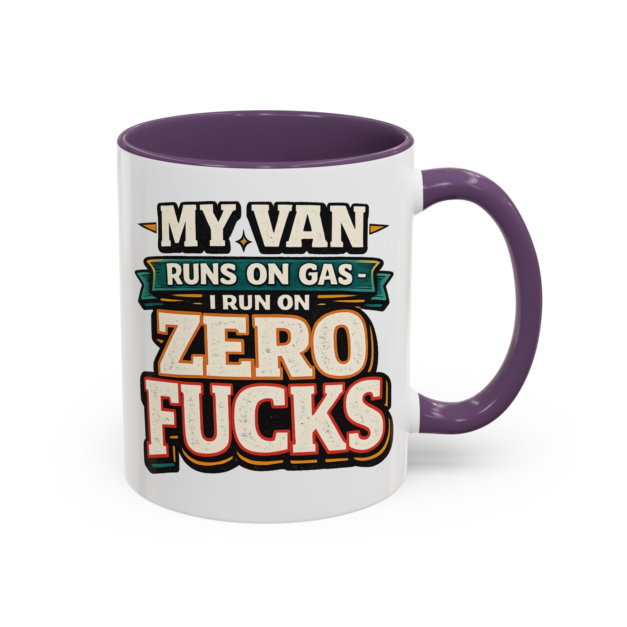 Accent Coffee Mug (11, 15oz) — "My Van Runs On Gas" Design F**K-Line
