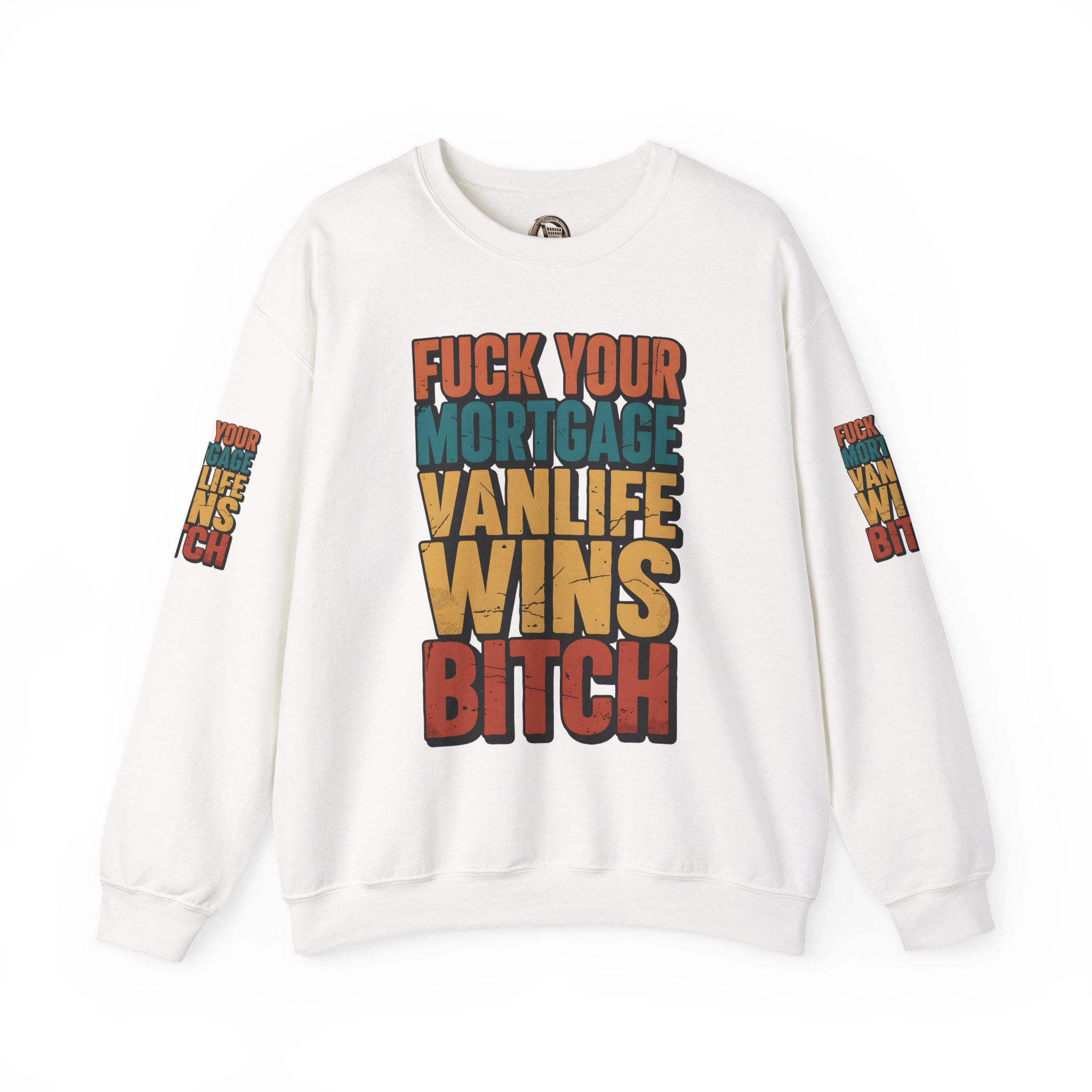 Unisex Heavy Blend™ Crewneck Sweatshirt — "Fuck Your Mortgage" Design F**K-Line