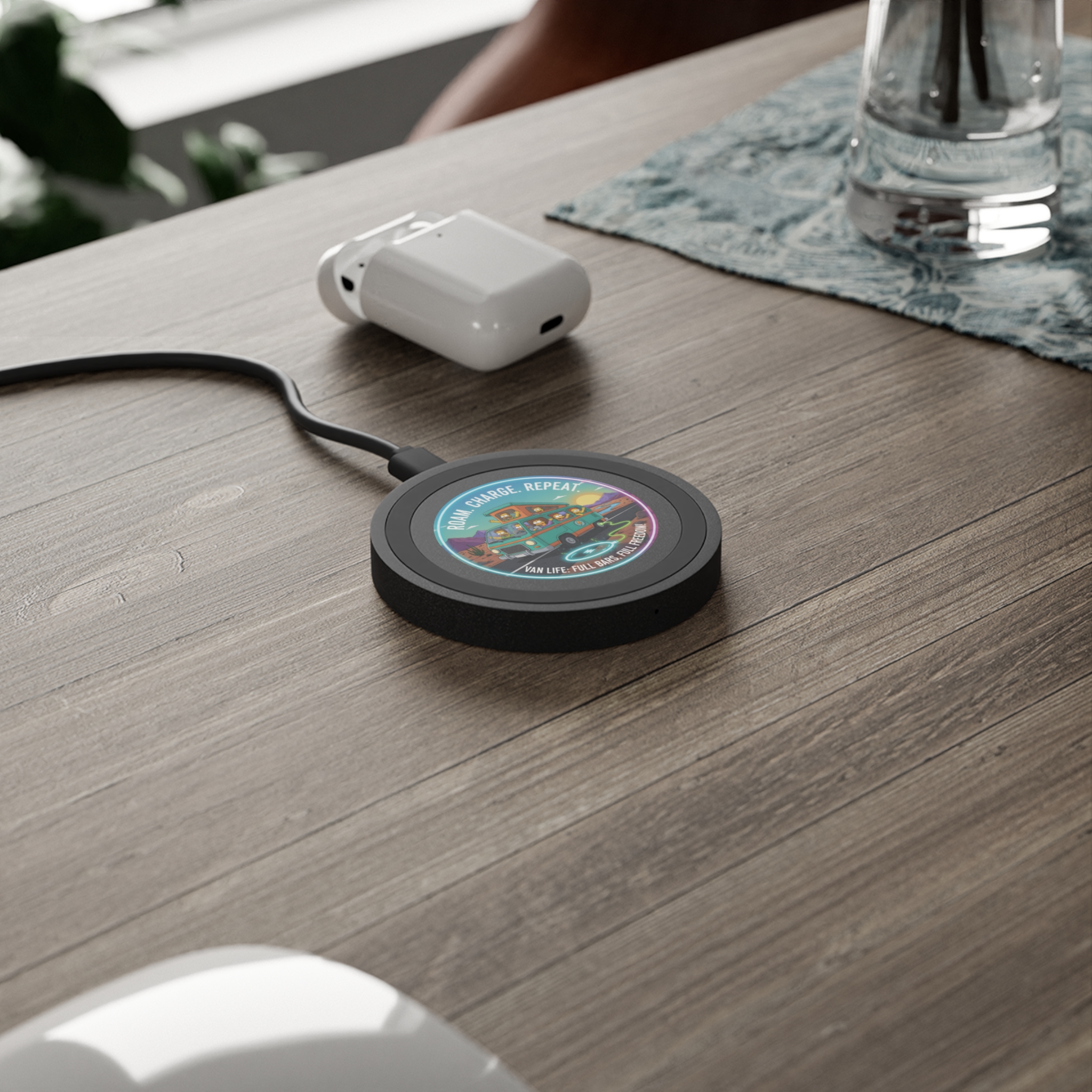 Wireless Charging Pad — "Roam, Charge, Repeat" Simpsons Style Van Life Design