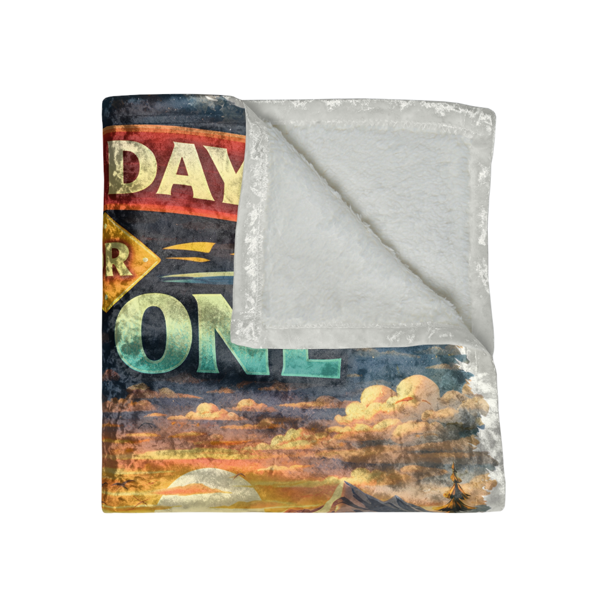 Crushed Velvet Blanket —"One Day Or Day One" Design Scenic-Line (Campervan)