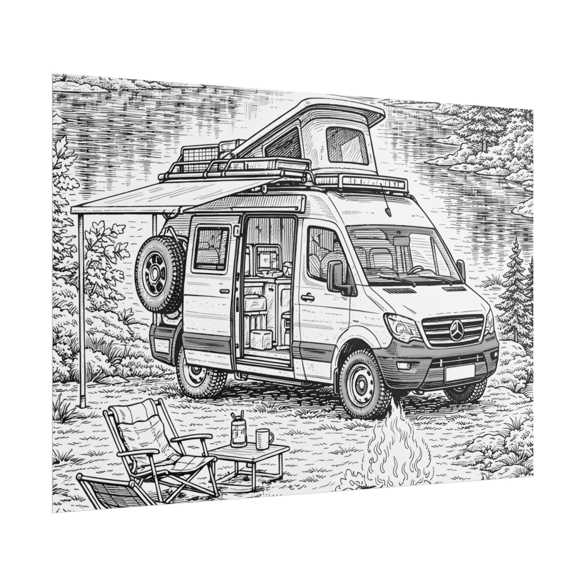 Campervan Poster — Vintage RV Camping Landscape Wall Art