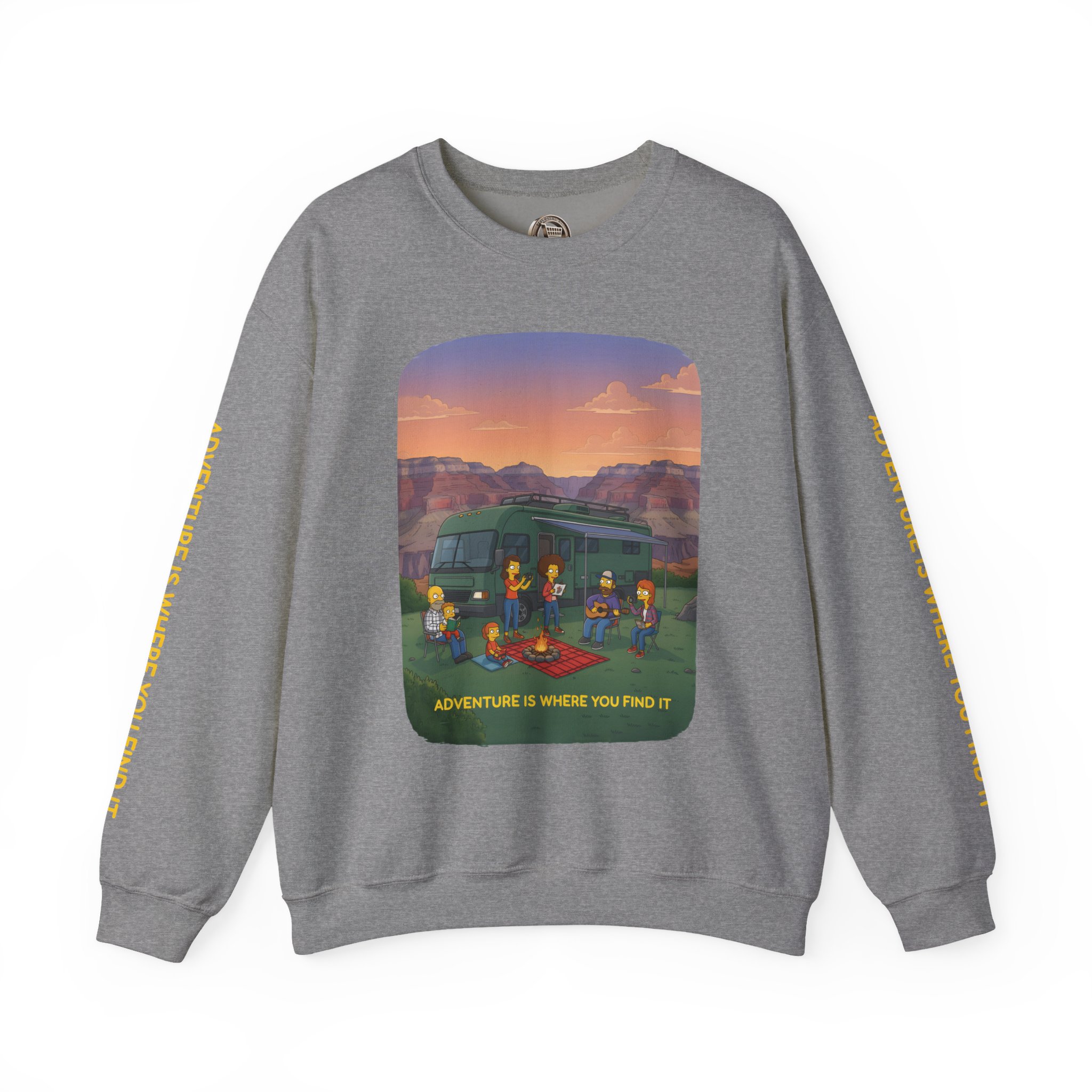 Unisex Heavy Blend™ Crewneck Sweatshirt — "Adventure Is Where You Find It" Design Sitcom-Line