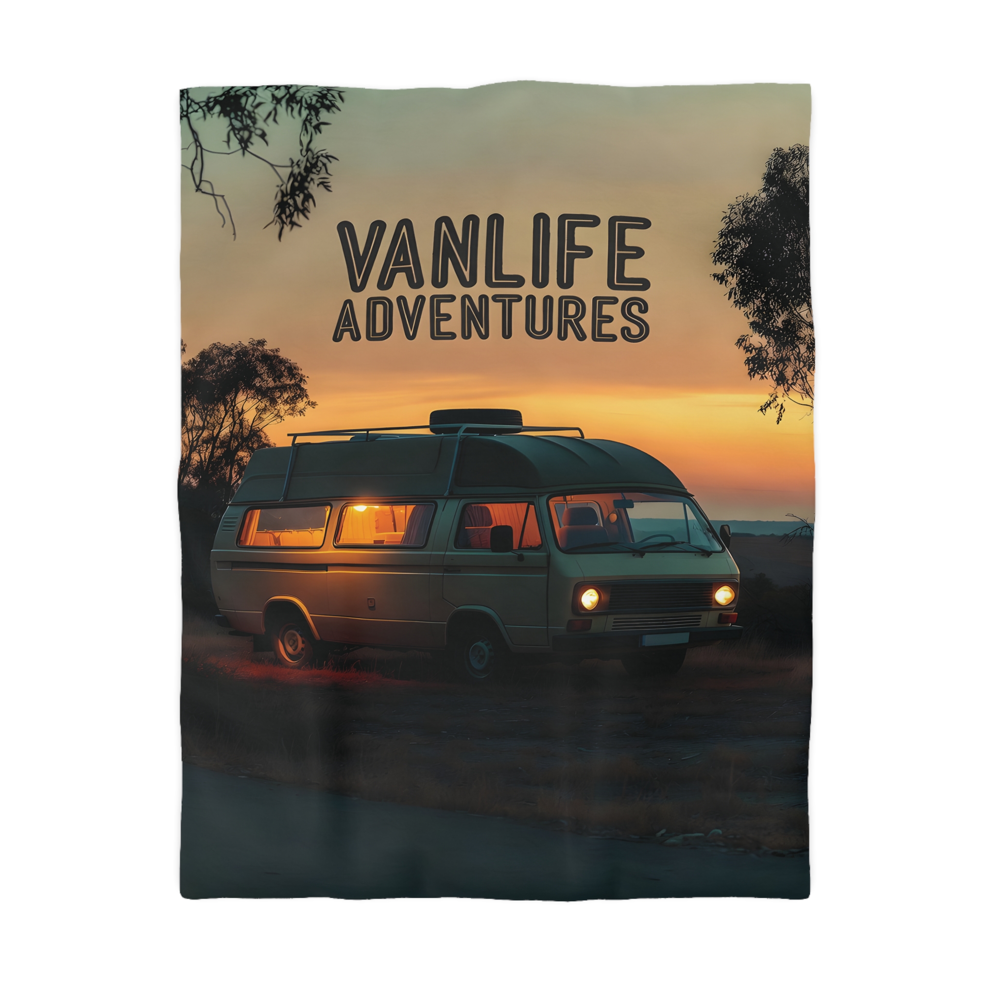 8760043747066966432_2048.jpeg Duvet Cover — 'Vanlife Adventures' Sunset Camper Bedding