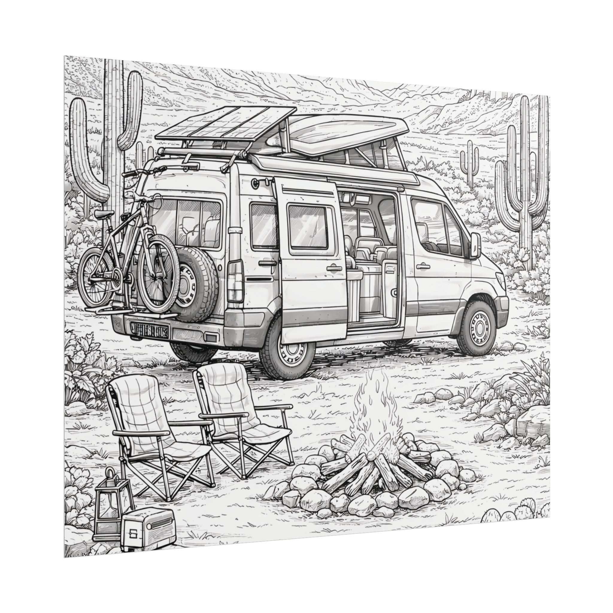 Campervan Poster — Vintage RV Camping Landscape Wall Art