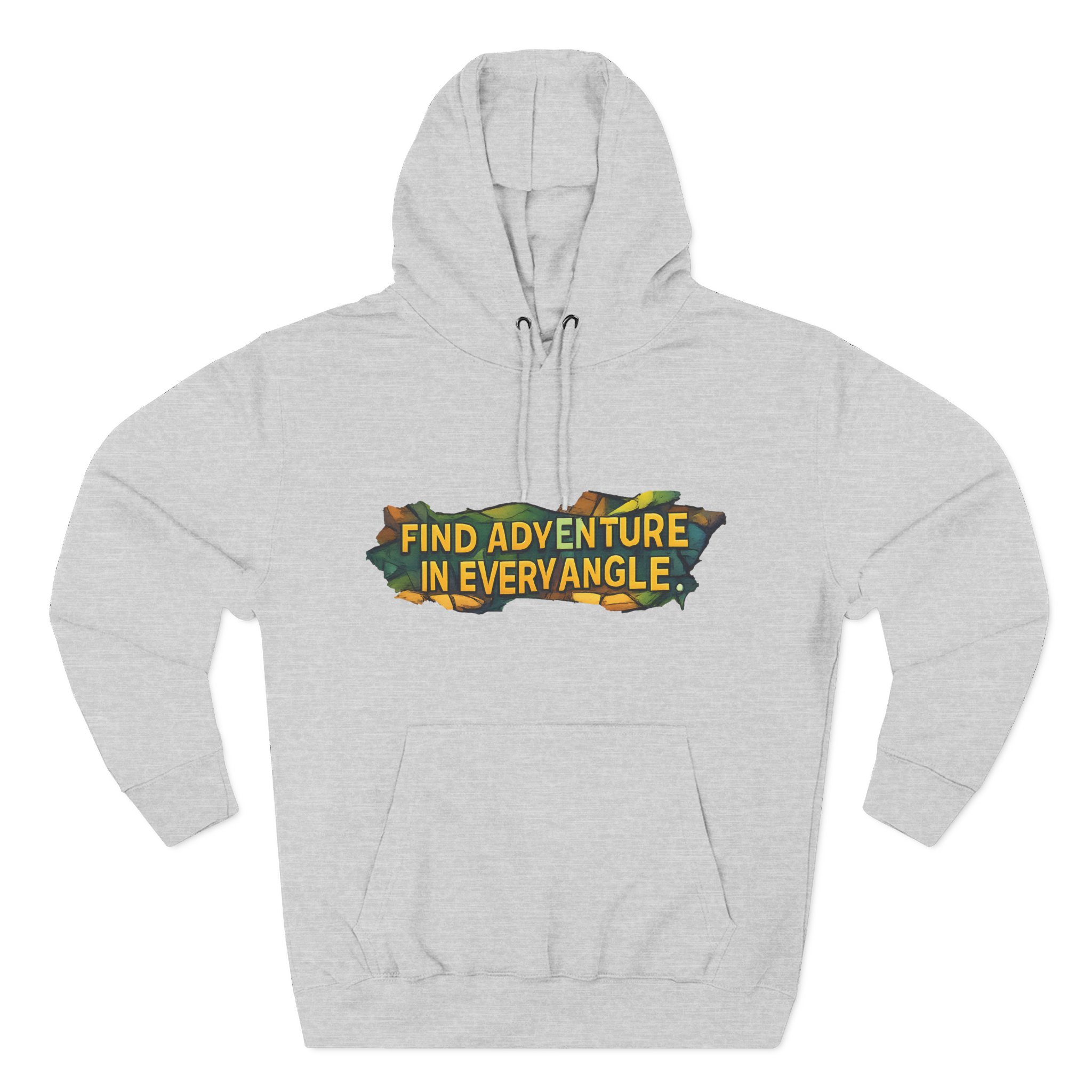 Three-Panel Fleece Hoodie - "Find Adventure In Every Corner" Design Cubic-Line
