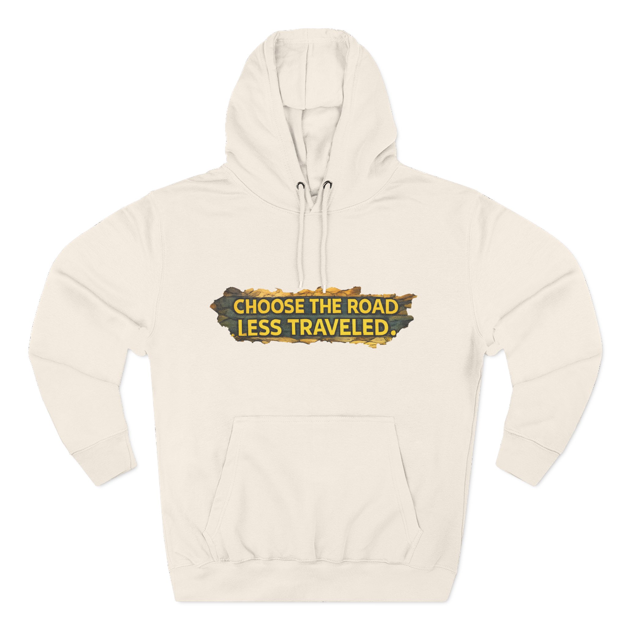 Three-Panel Fleece Hoodie - "Choose The Road Less Traveled" Design Cubic-Line