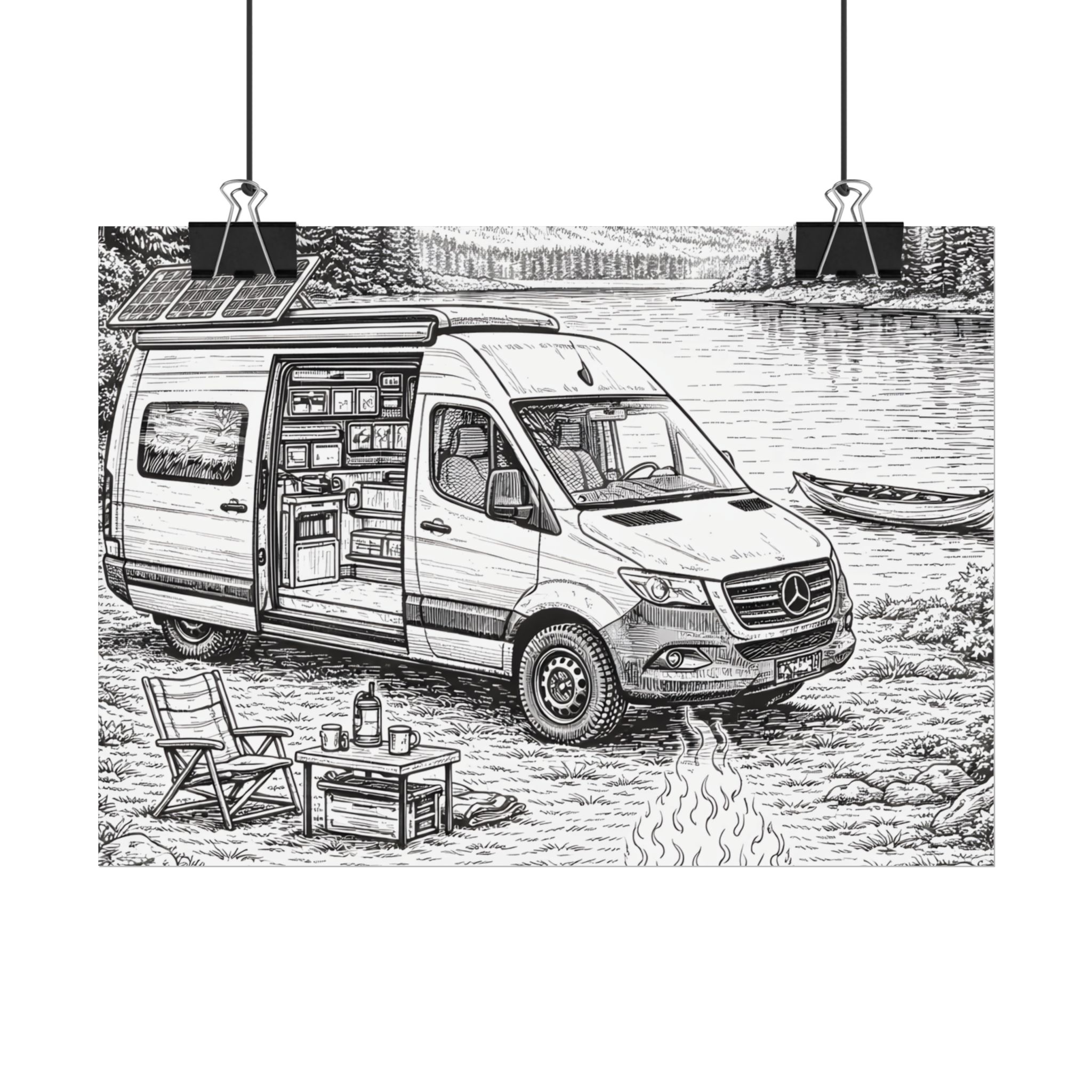 Campervan Poster — Vintage RV Camping Landscape Wall Art