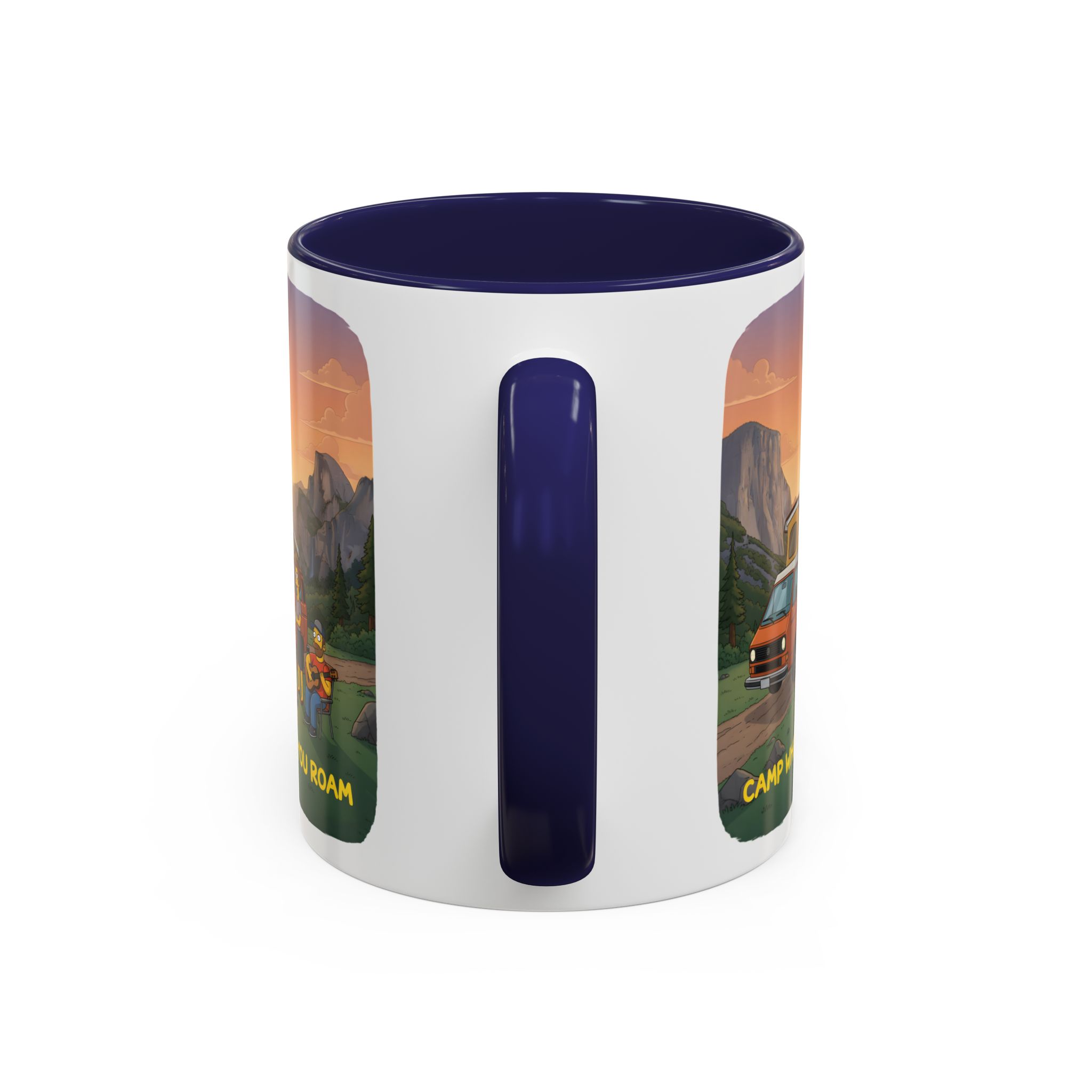 Accent Coffee Mug (11, 15oz) — "Camp Where You Roam" Design Sitcom-Line