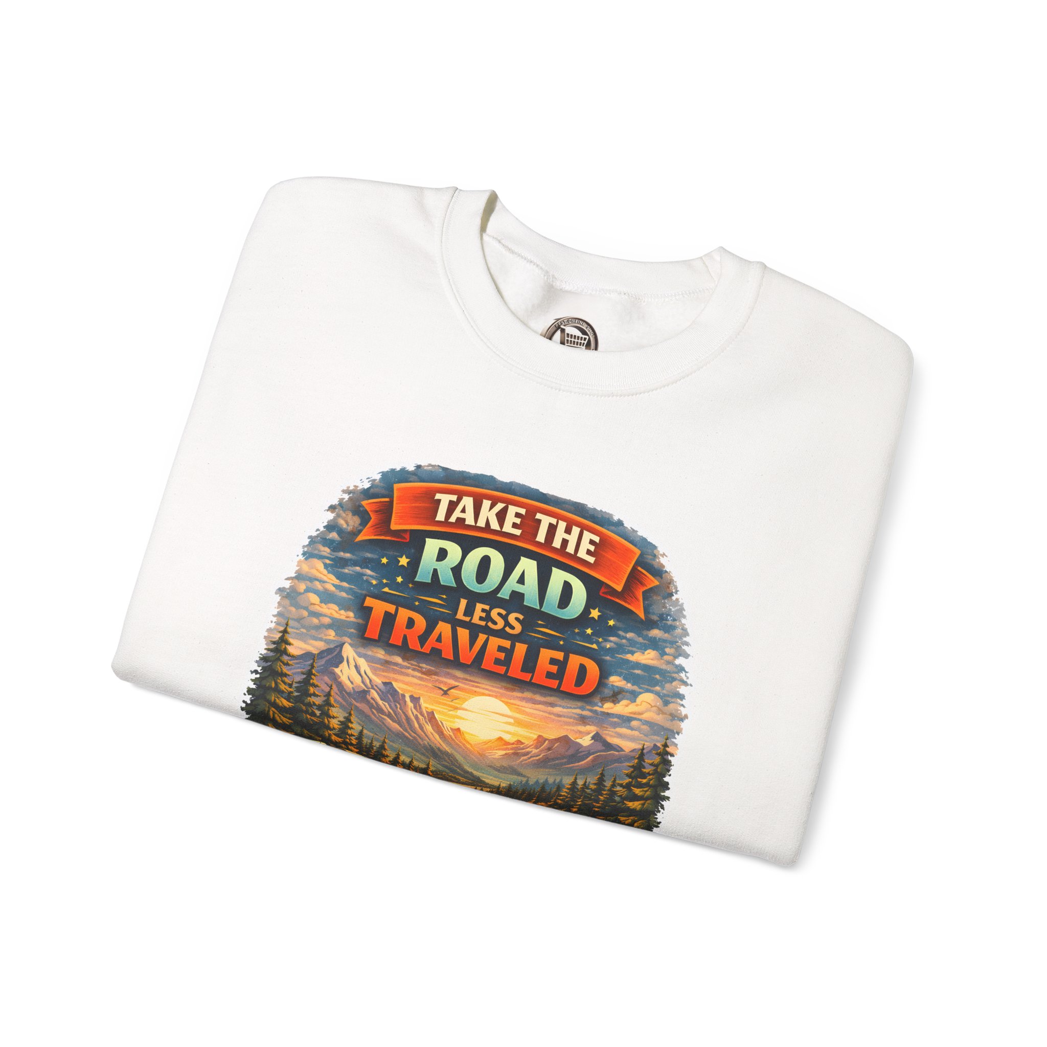 8779238722324218377_2048.jpeg Unisex Heavy Blend™ Crewneck Sweatshirt — "Take The Road Less Traveled" Design Scenic-Line
