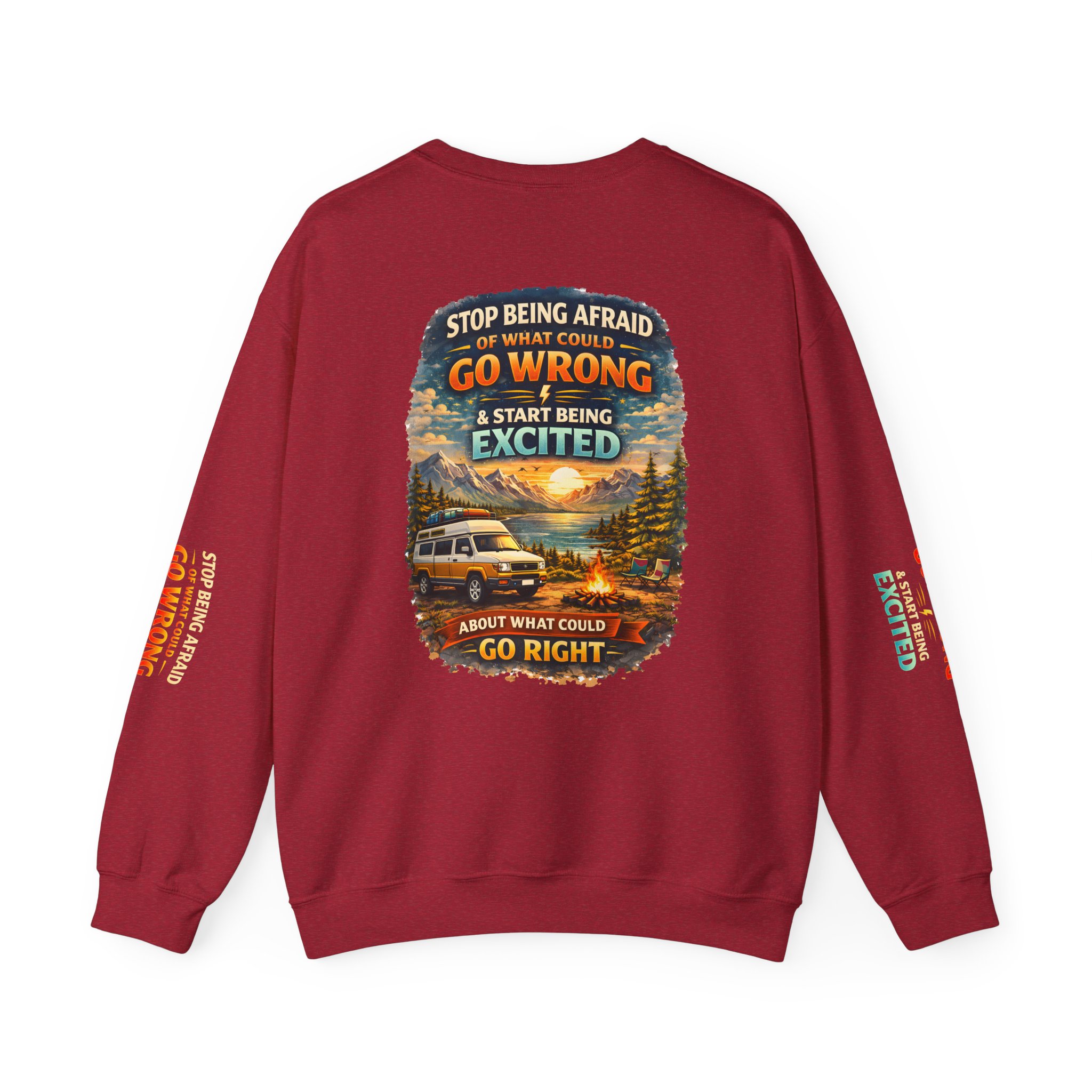 Unisex Heavy Blend™ Crewneck Sweatshirt — "Stop Being Afraid Of What Could Go Wrong" Design Scenic-Line