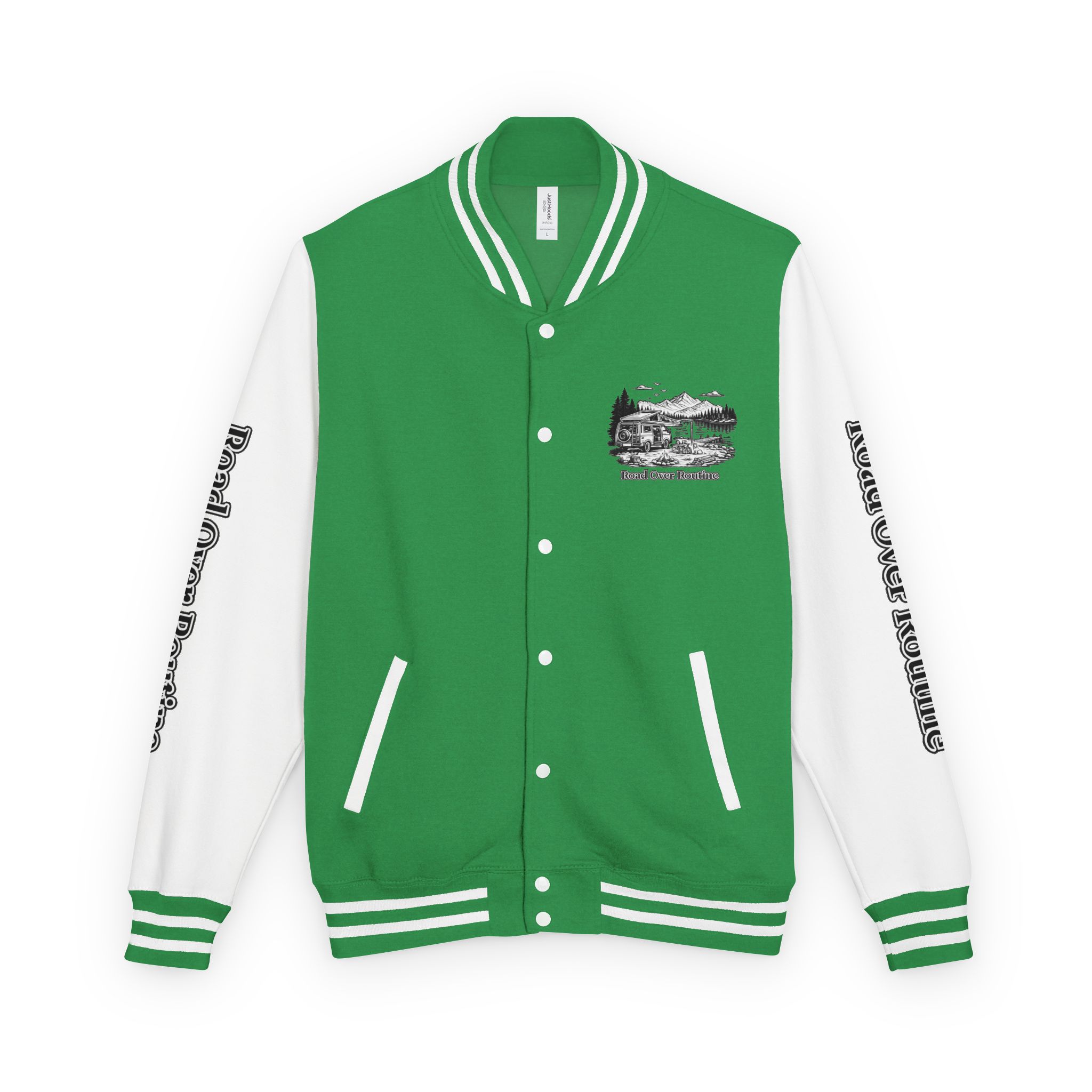 Unisex Heavyweight Letterman Jacket — "Road Over Routine" Travel Varsity Coat