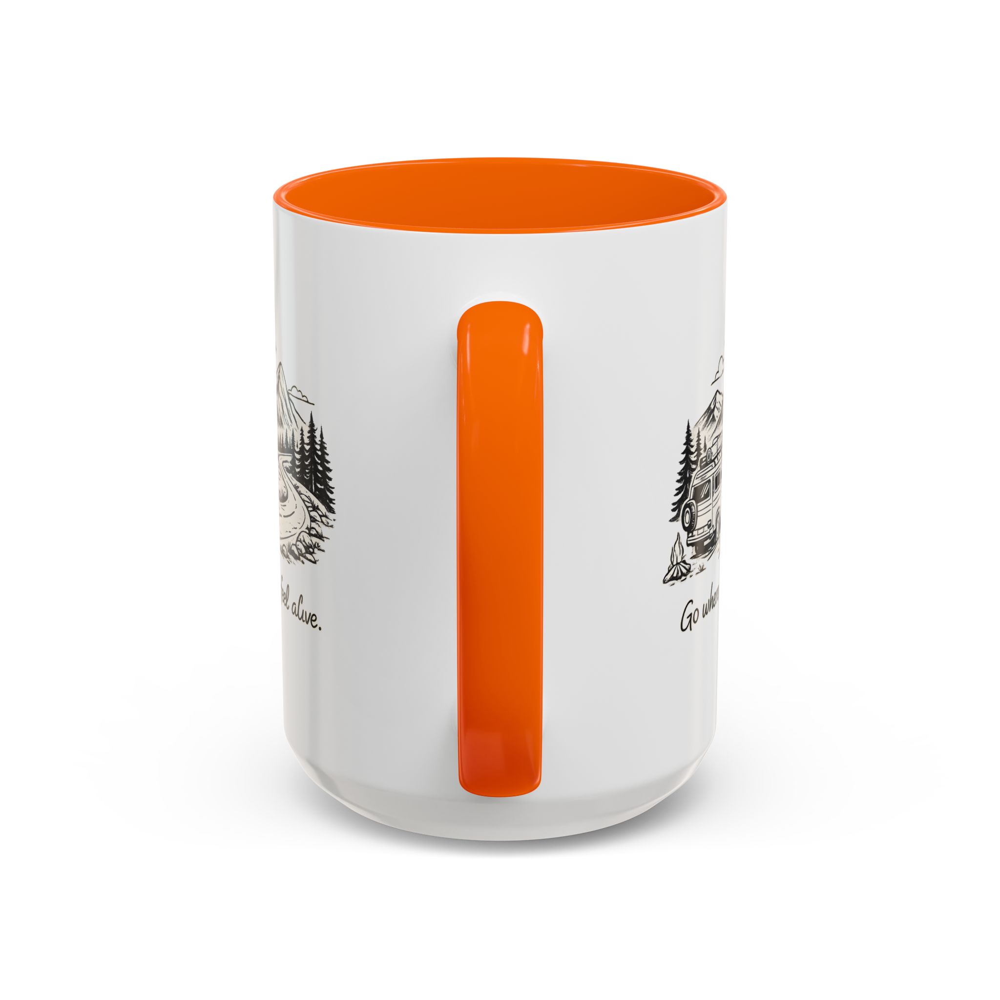 Accent Coffee Mug (11, 15oz) — "Go Where You Feel Alive" Design Minimal-Line