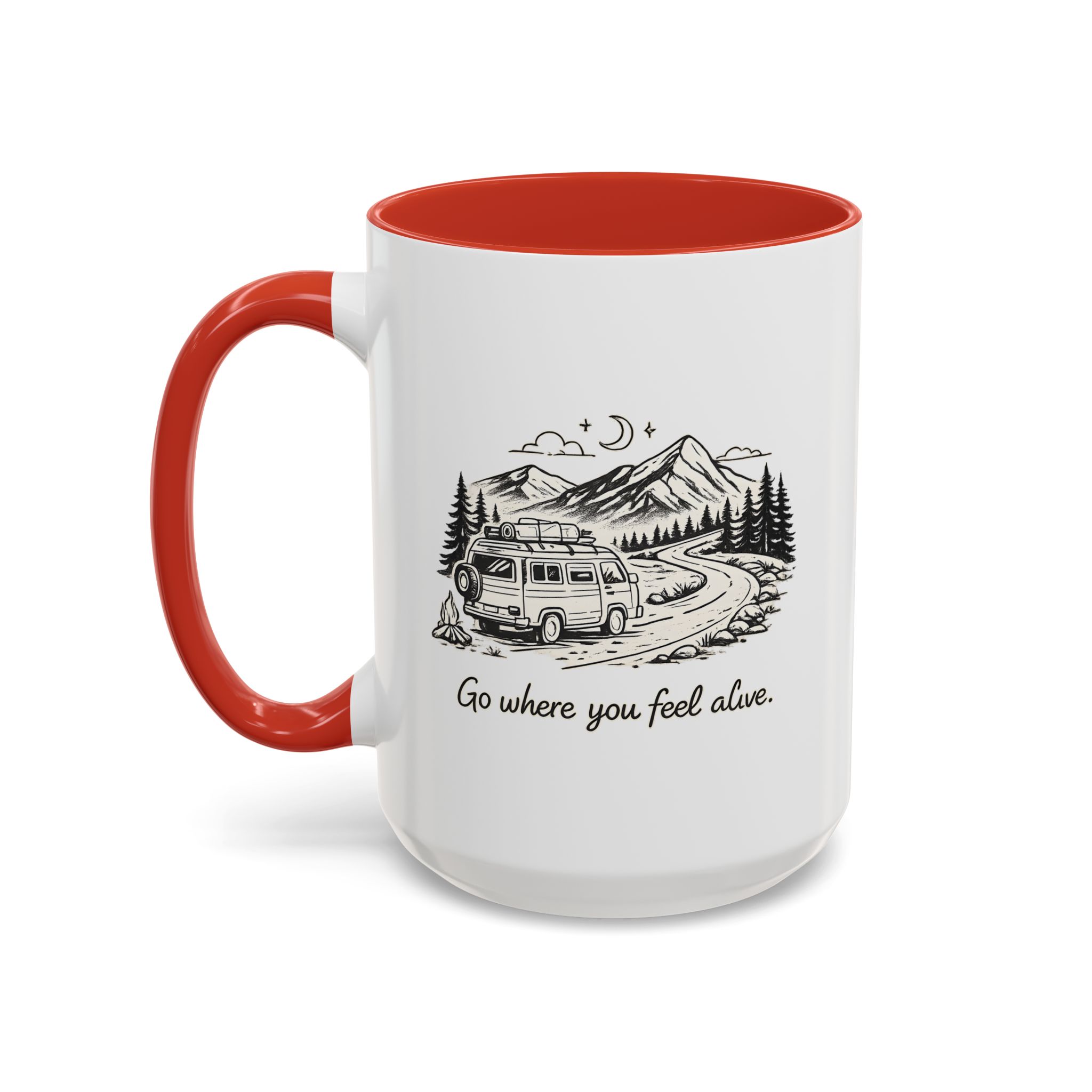Accent Coffee Mug (11, 15oz) — "Go Where You Feel Alive" Design Minimal-Line