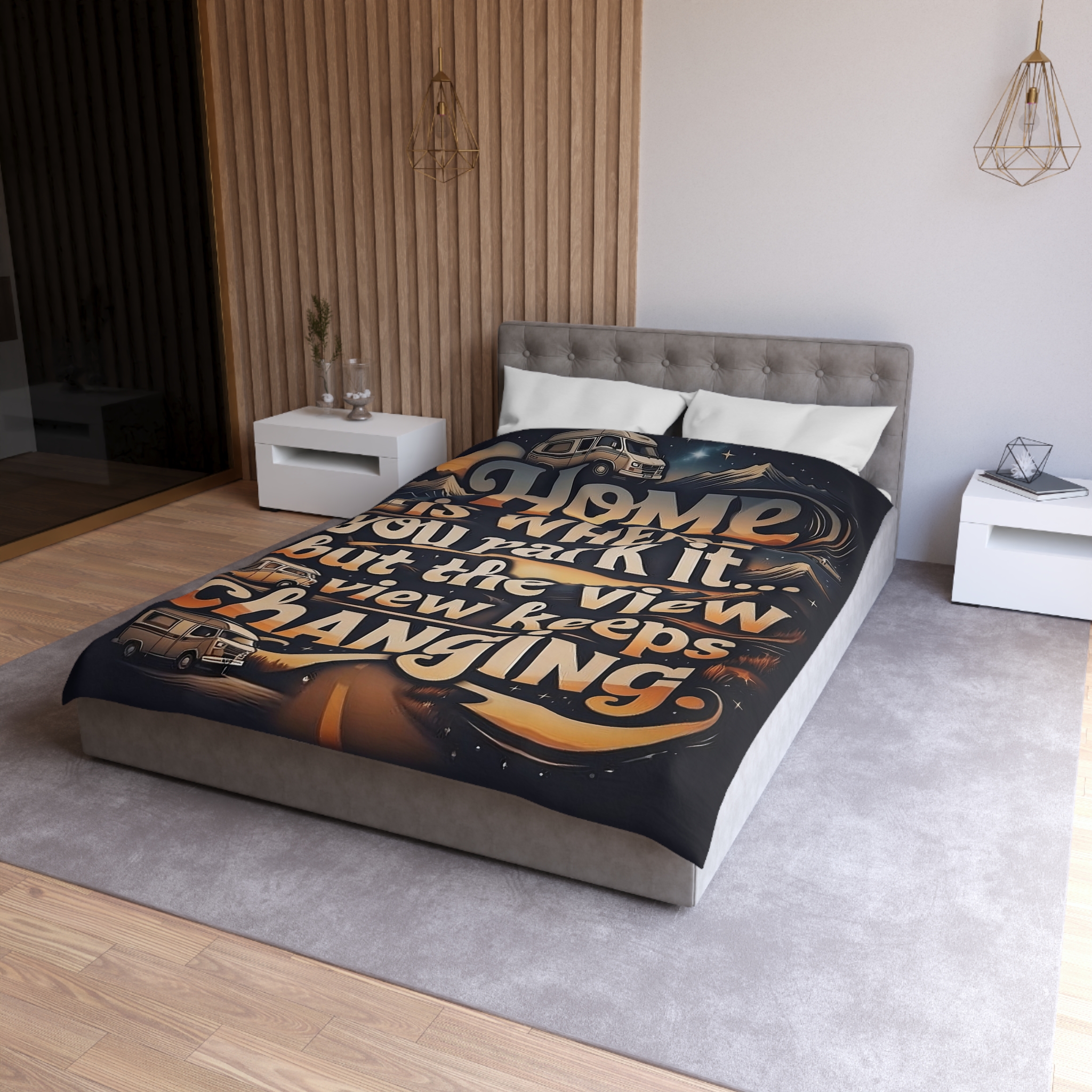 Duvet Cover - “Home Is Where You Park It… But The View Keeps Changing” Camper Van Bedding