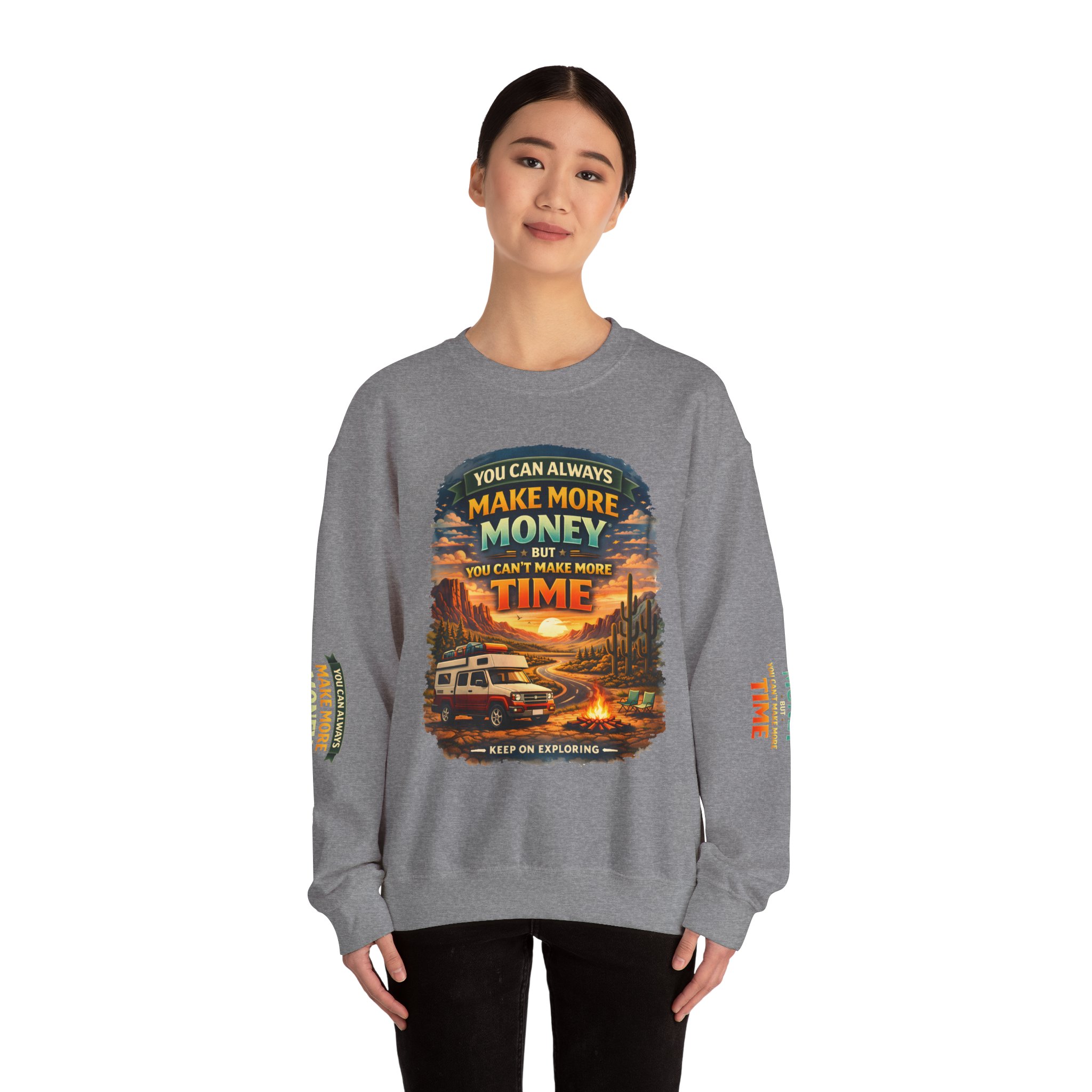 Unisex Heavy Blend™ Crewneck Sweatshirt — "You Can Always Make More Money" Design Scenic-Line