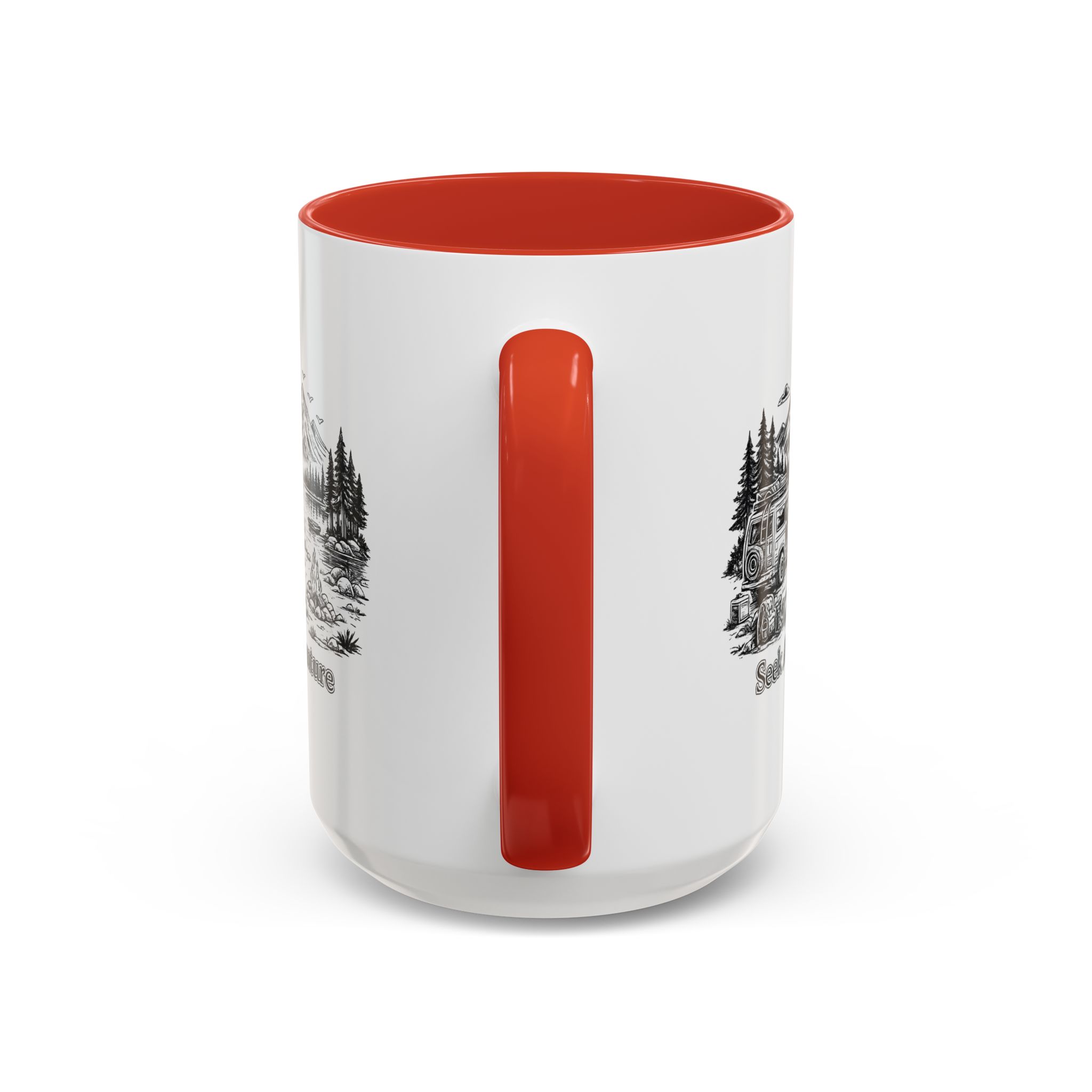 Accent Coffee Mug (11, 15oz) — "Seek Adventure" Design Minimal-Line