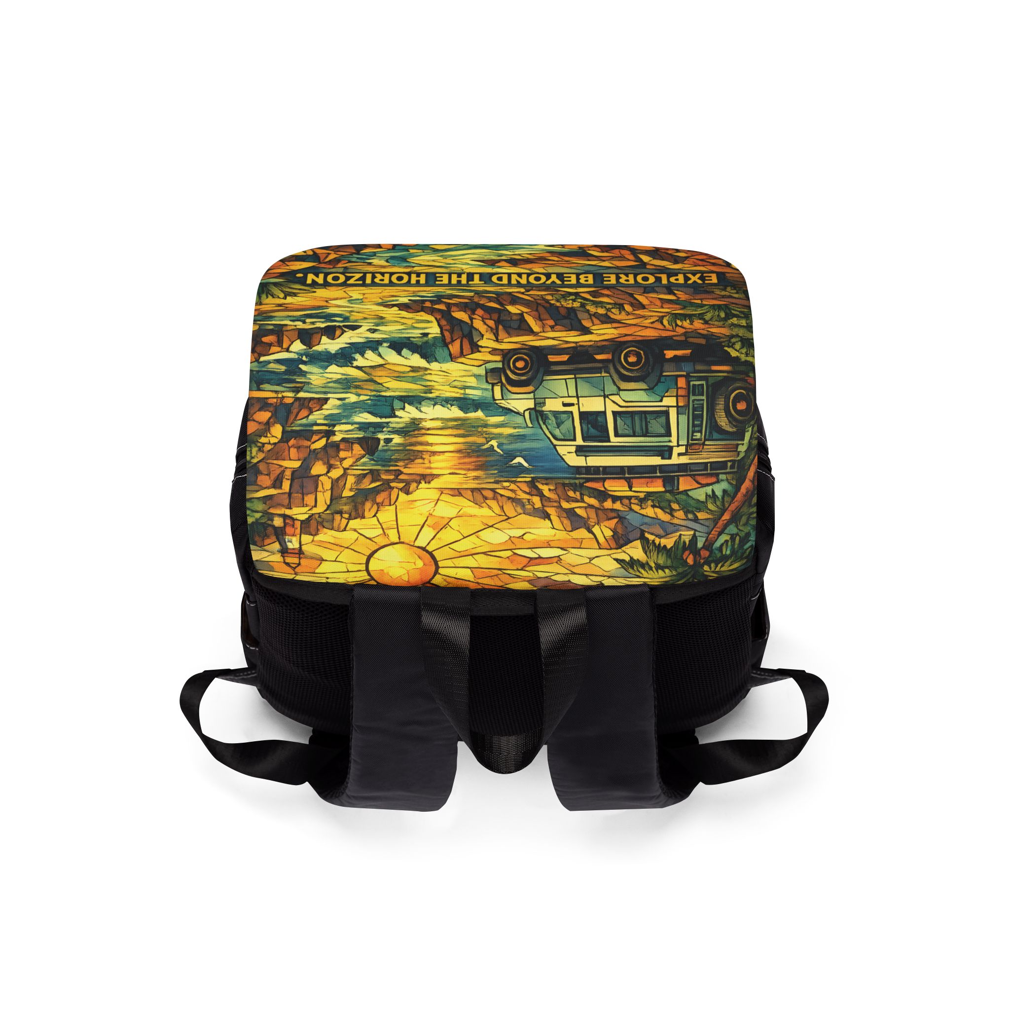 Unisex Casual Shoulder Backpack — "Explore Beyond The Horizon" Design Cubic-Line