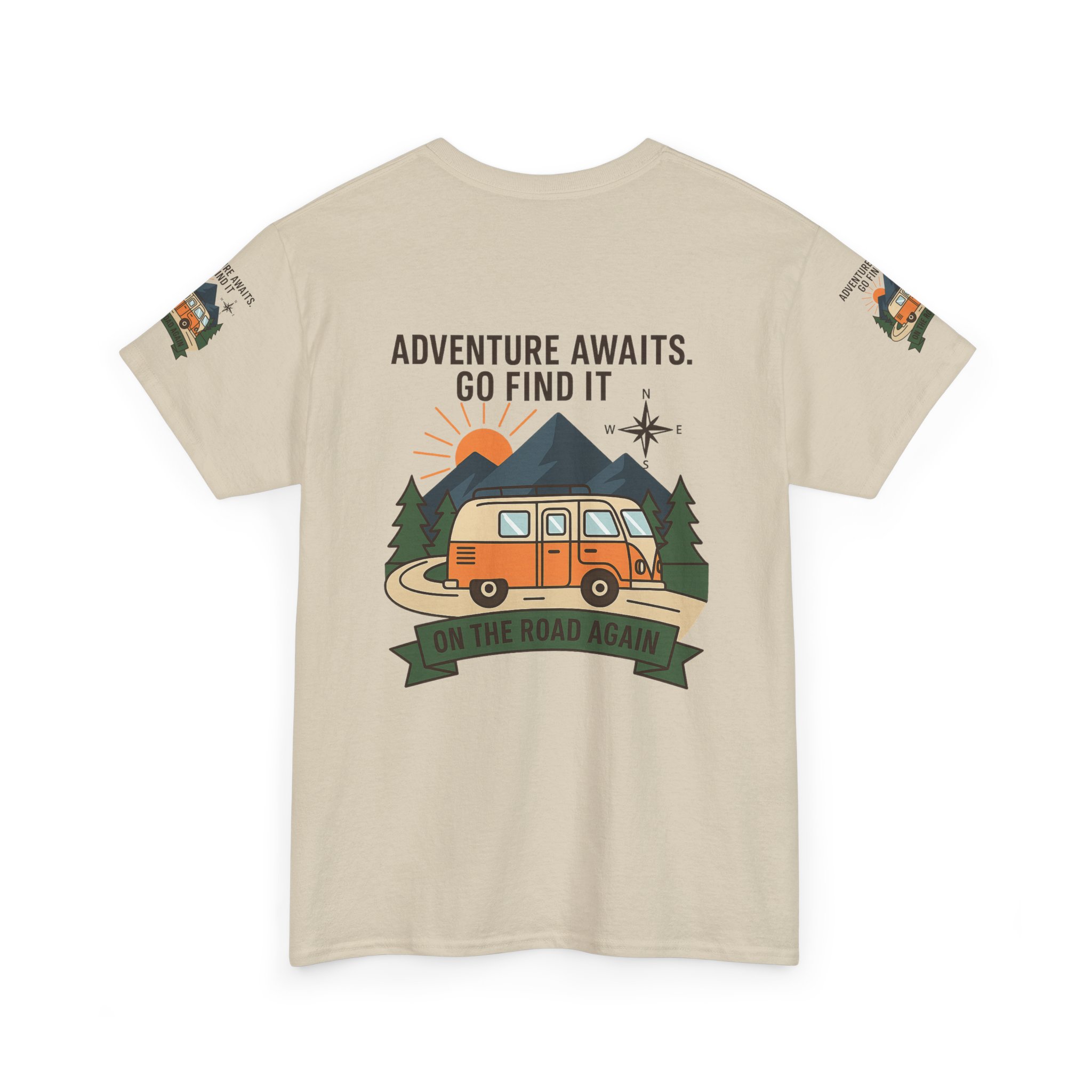 8822599456937069012_2048.jpeg Unisex Heavy Cotton Tee — 'Adventure Awaits. Go Find It' Camper Van T‑Shirt
