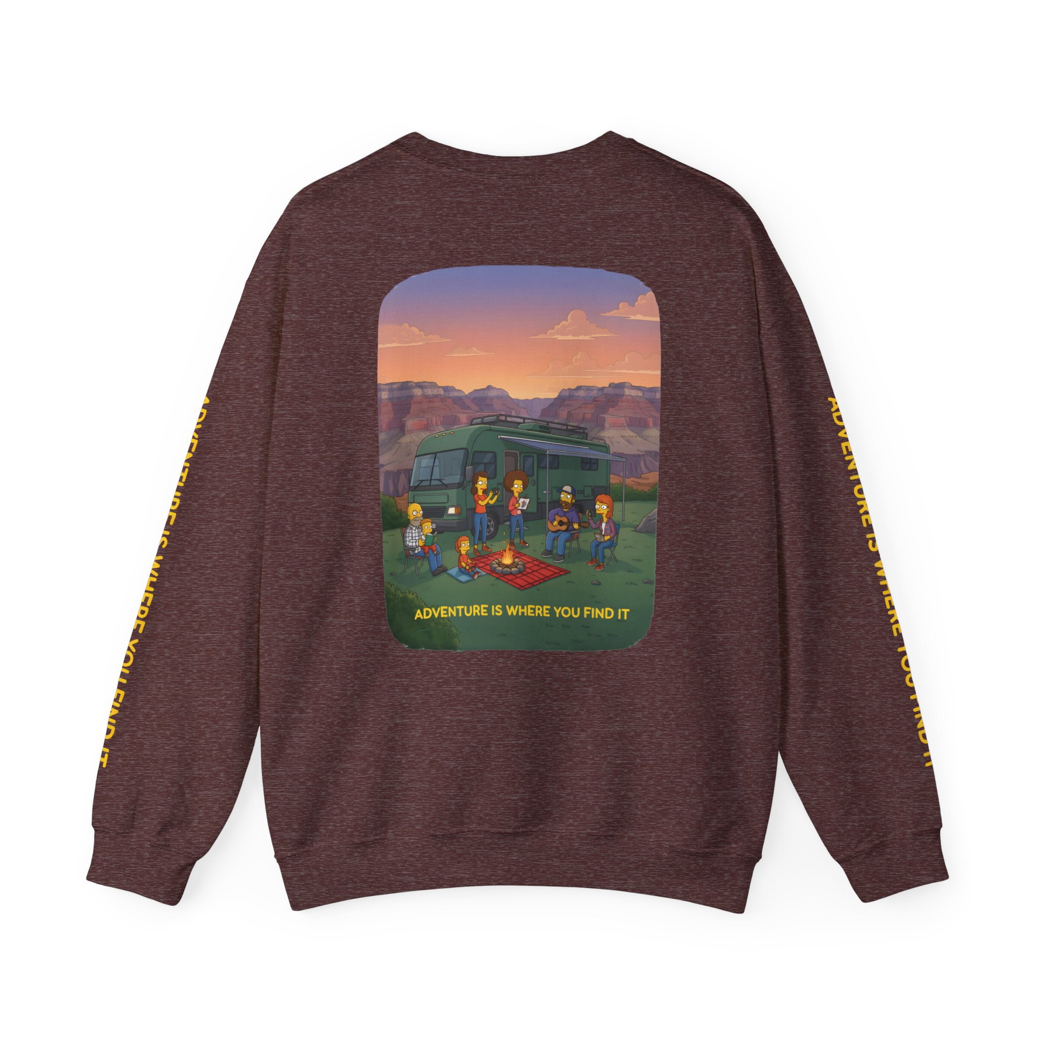 Unisex Heavy Blend™ Crewneck Sweatshirt — "Adventure Is Where You Find It" Design Sitcom-Line