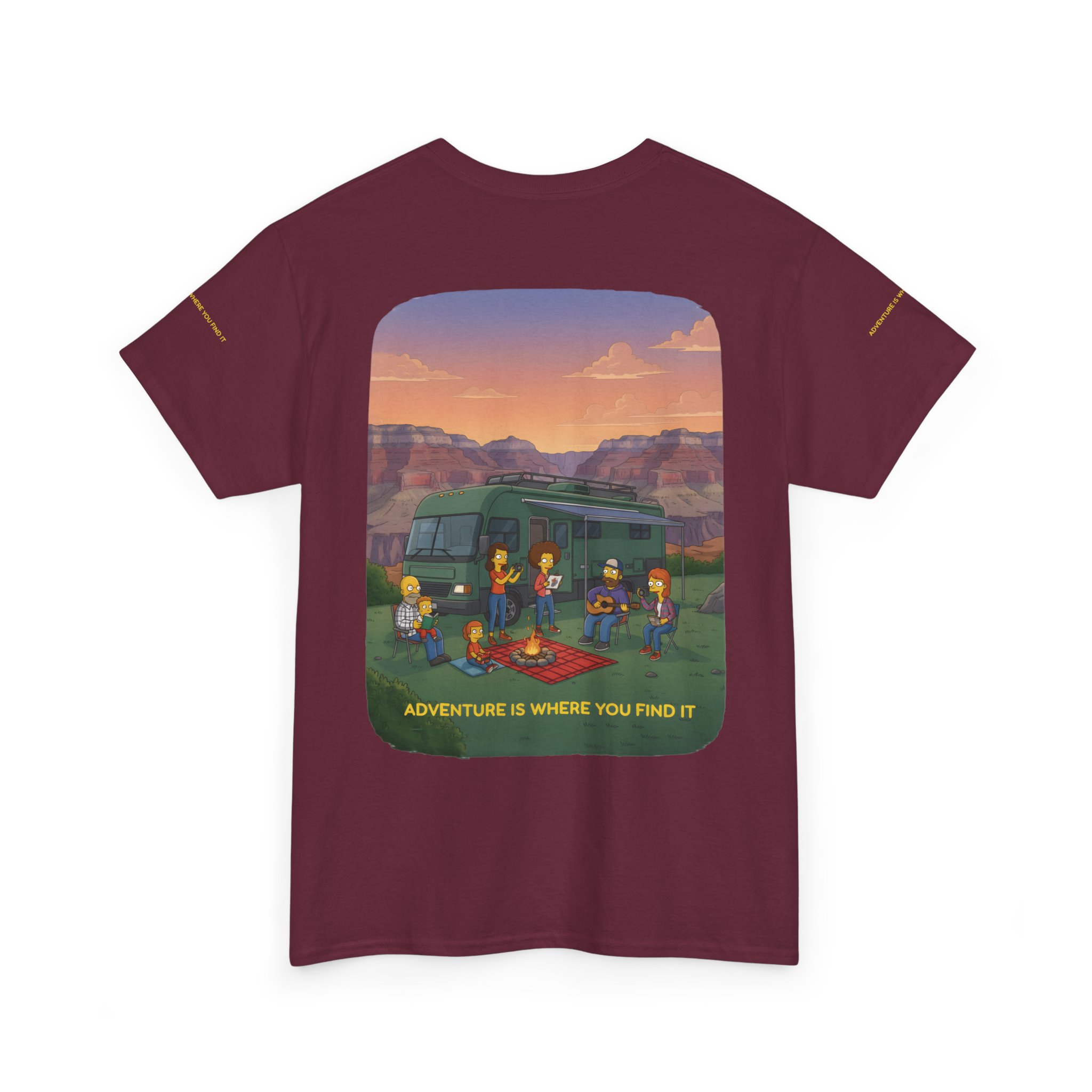 Unisex Heavy Cotton Tee — "Adventure Is Where You Find It" Design Sitcom-Line