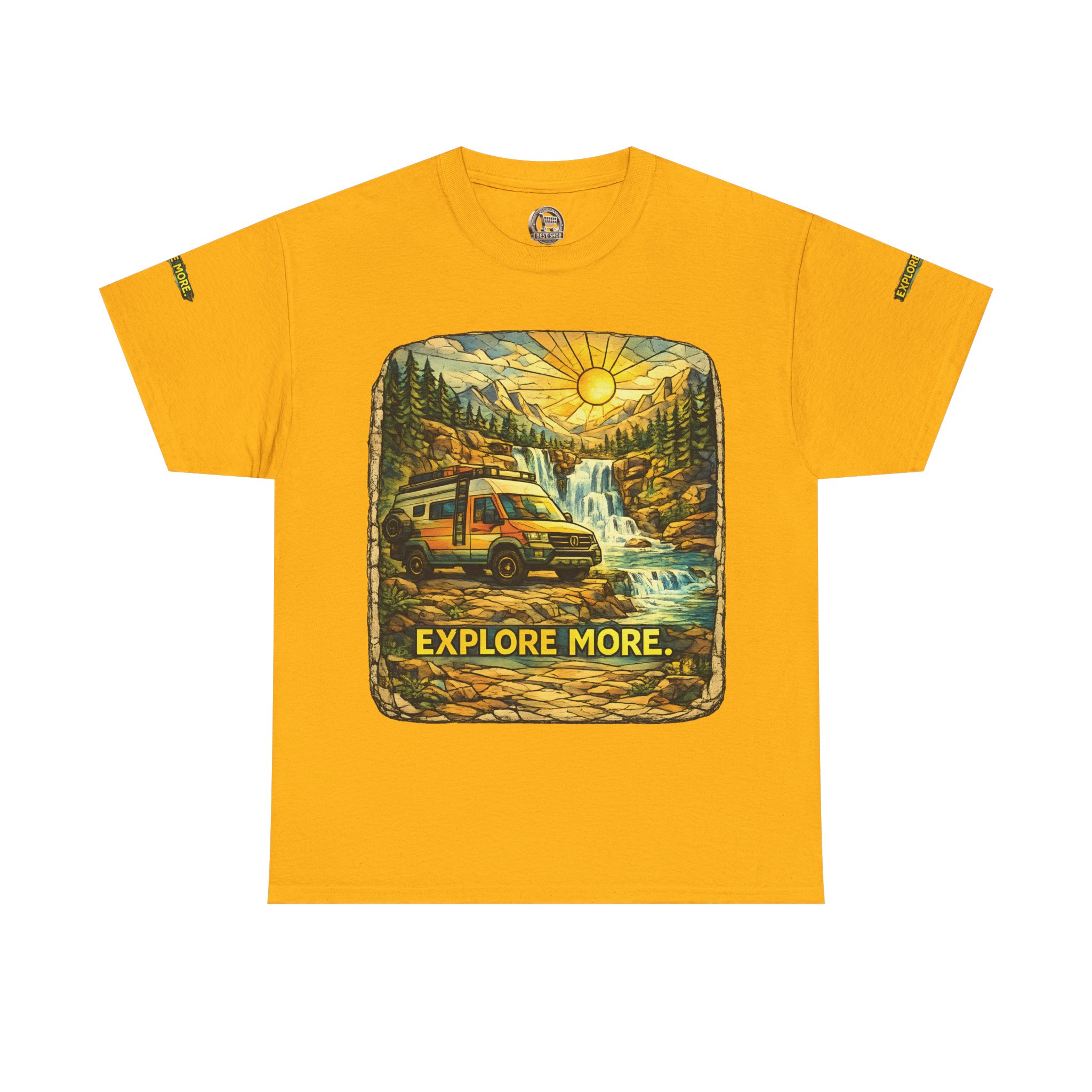 Unisex Heavy Cotton Tee — "Explore More" Design Cubic-Line