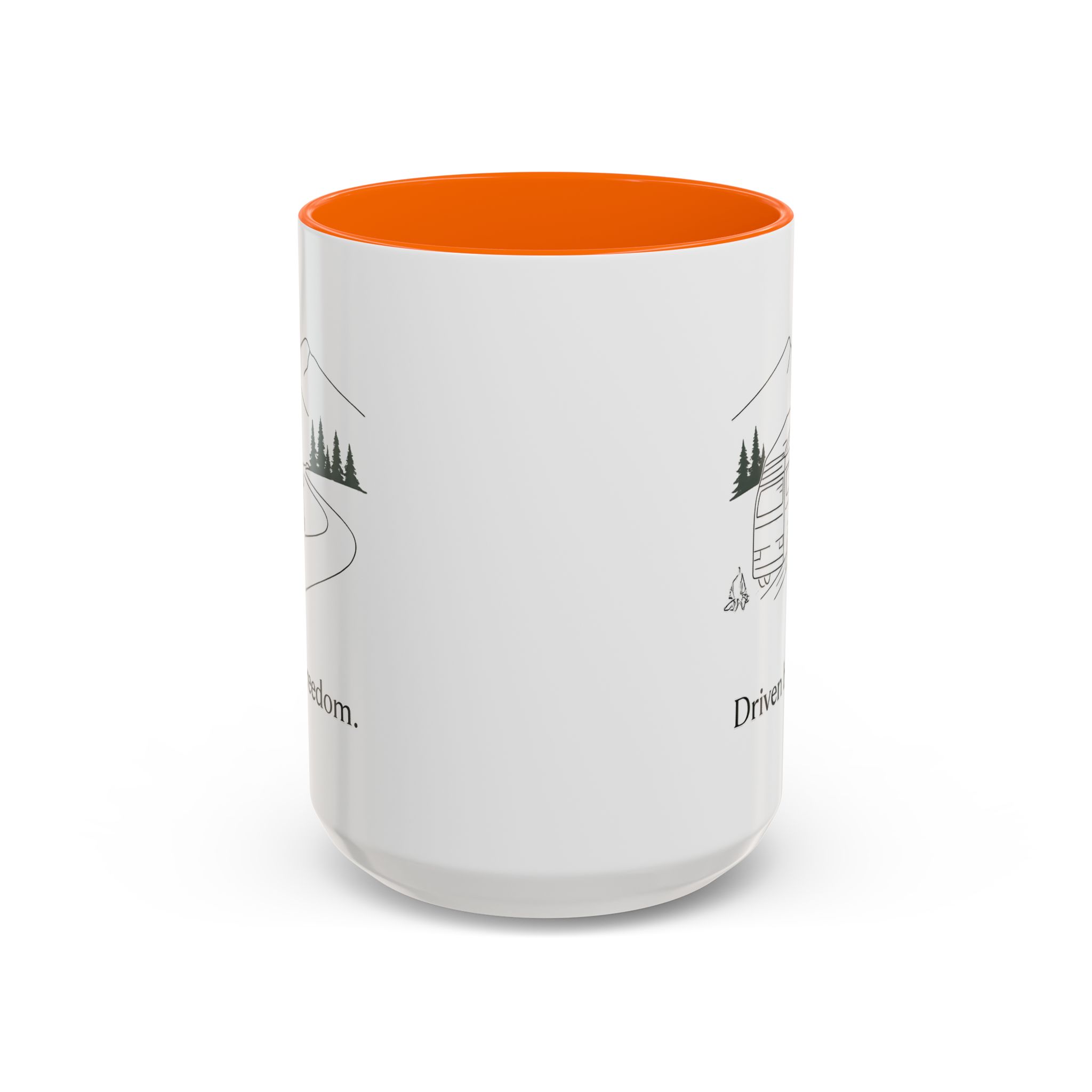 Accent Coffee Mug (11, 15oz) — "Driven By Freedom" Design Minimal-Line
