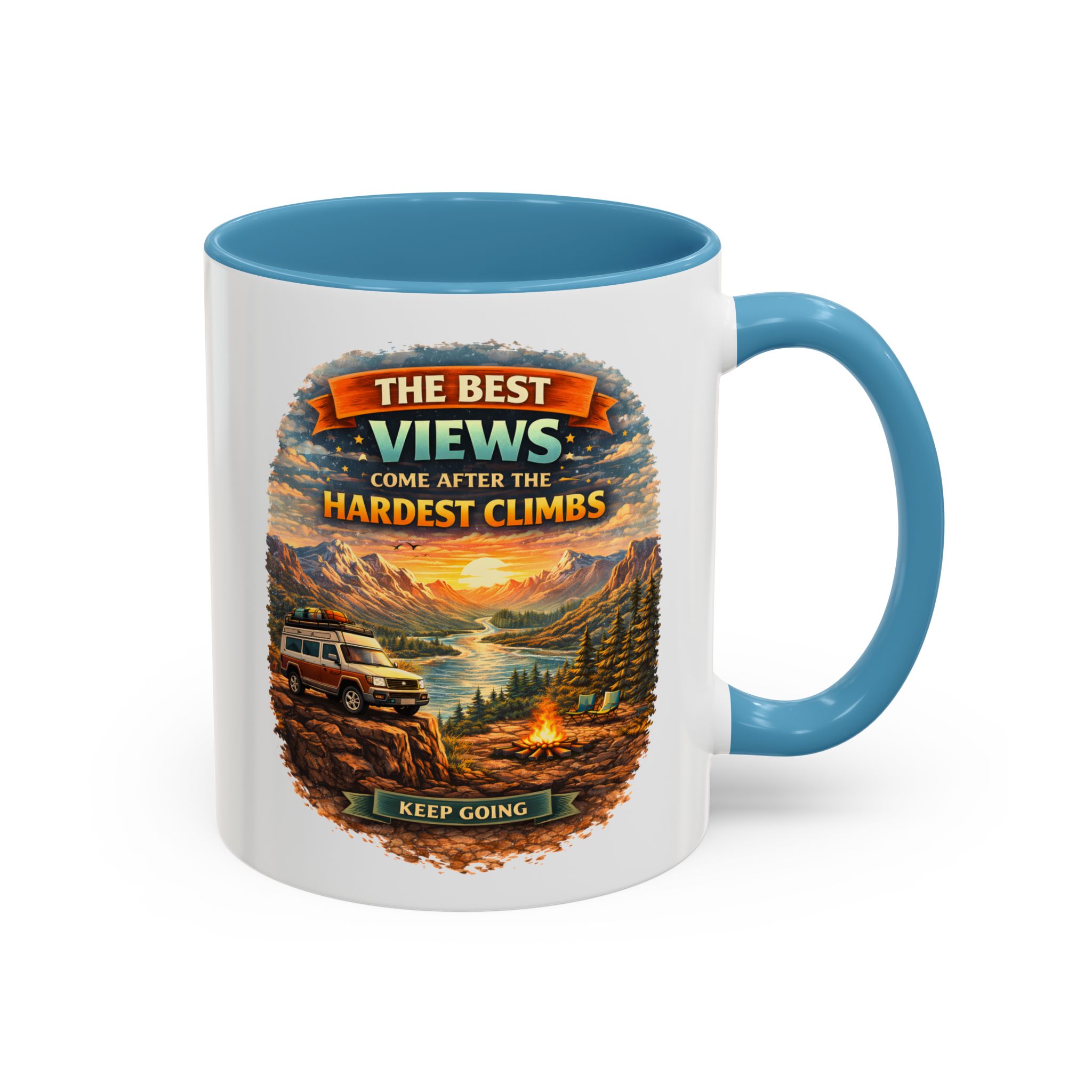 Accent Coffee Mug (11, 15oz) — "The Best Views" Design Scenic-Line