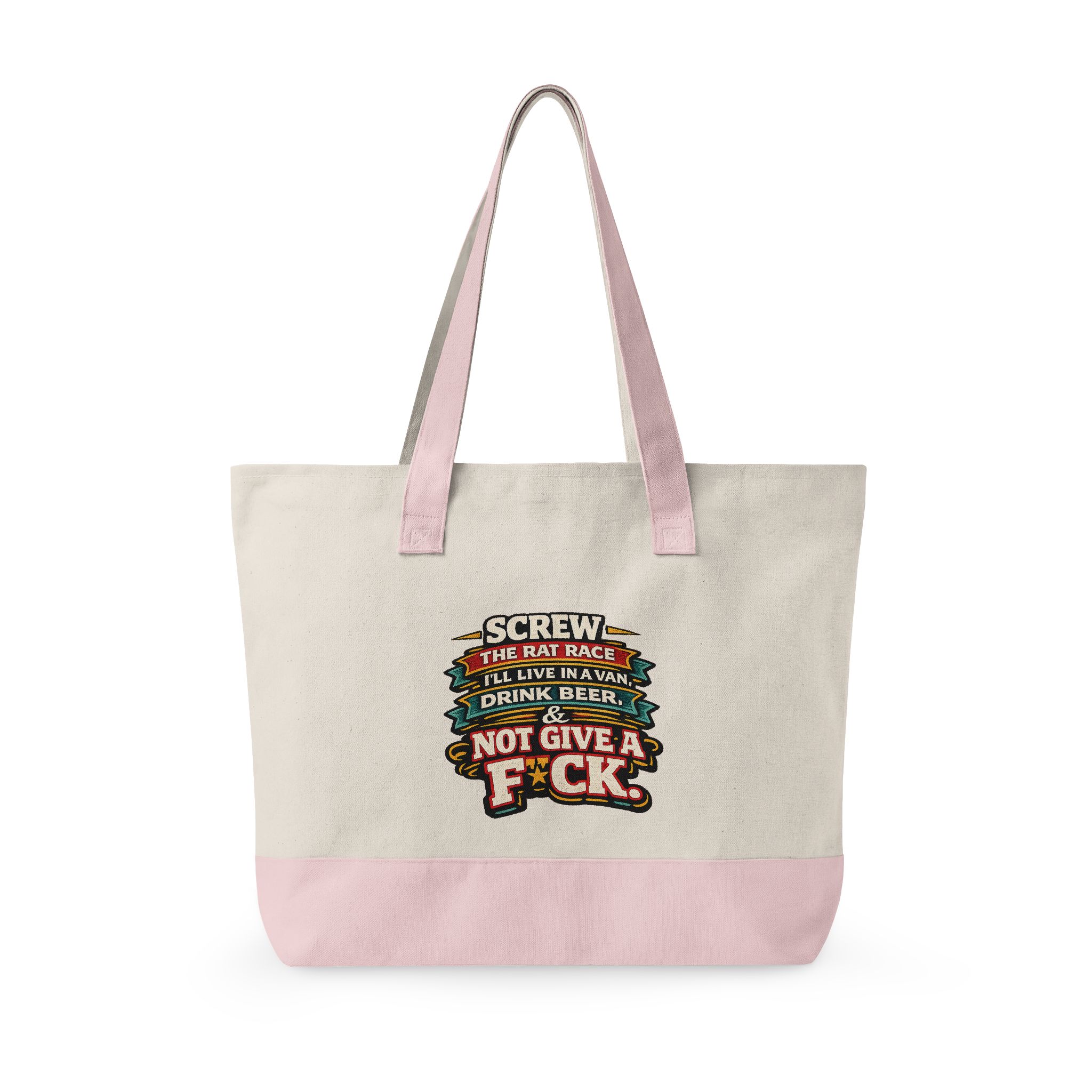 Zippered Canvas Tote — "Screw The Rat Race" (Design F**K-Line)