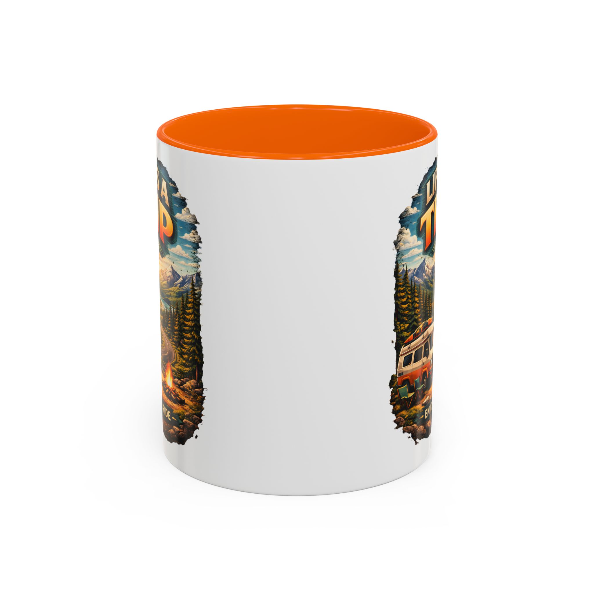 Accent Coffee Mug (11, 15oz) — "Life s A Trip" Design Scenic-Line