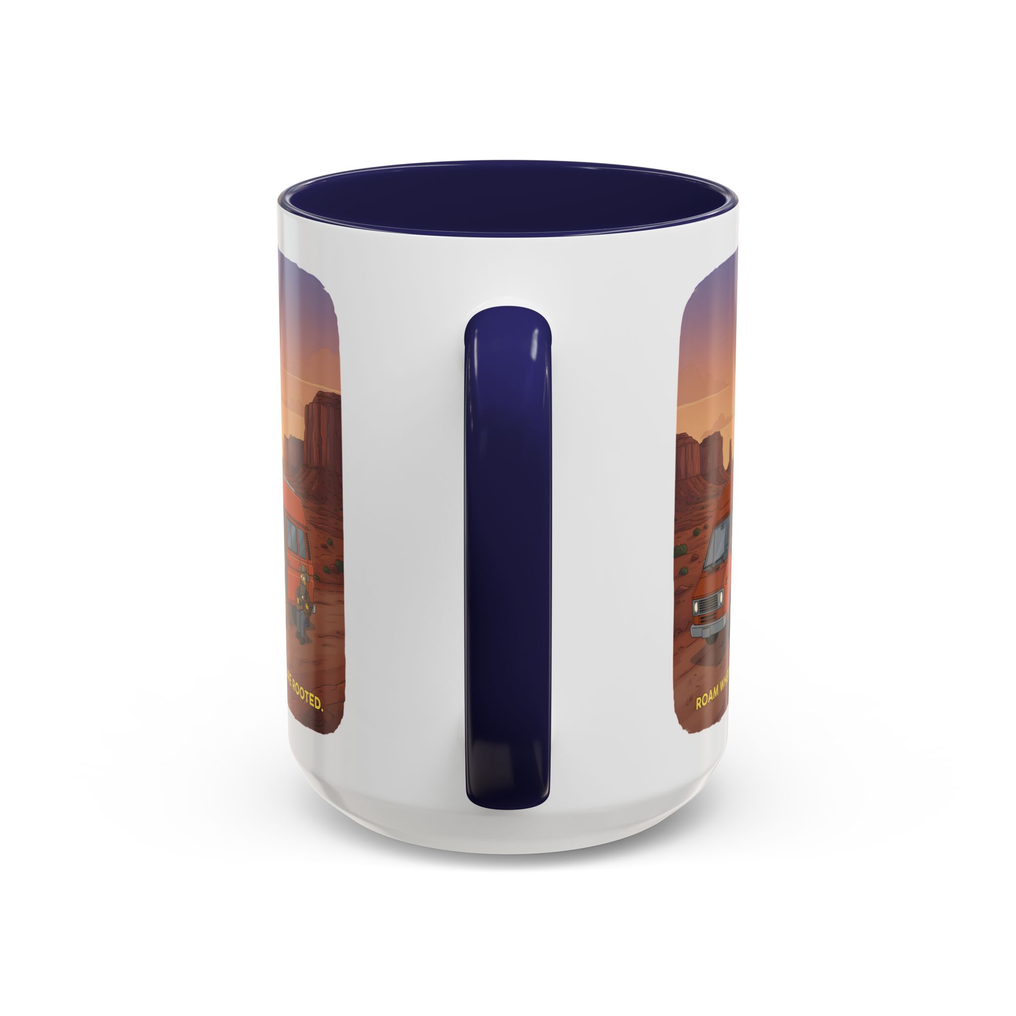 Accent Coffee Mug (11, 15oz) — "Roam Where You Are Rooted" Design Sitcom-Line