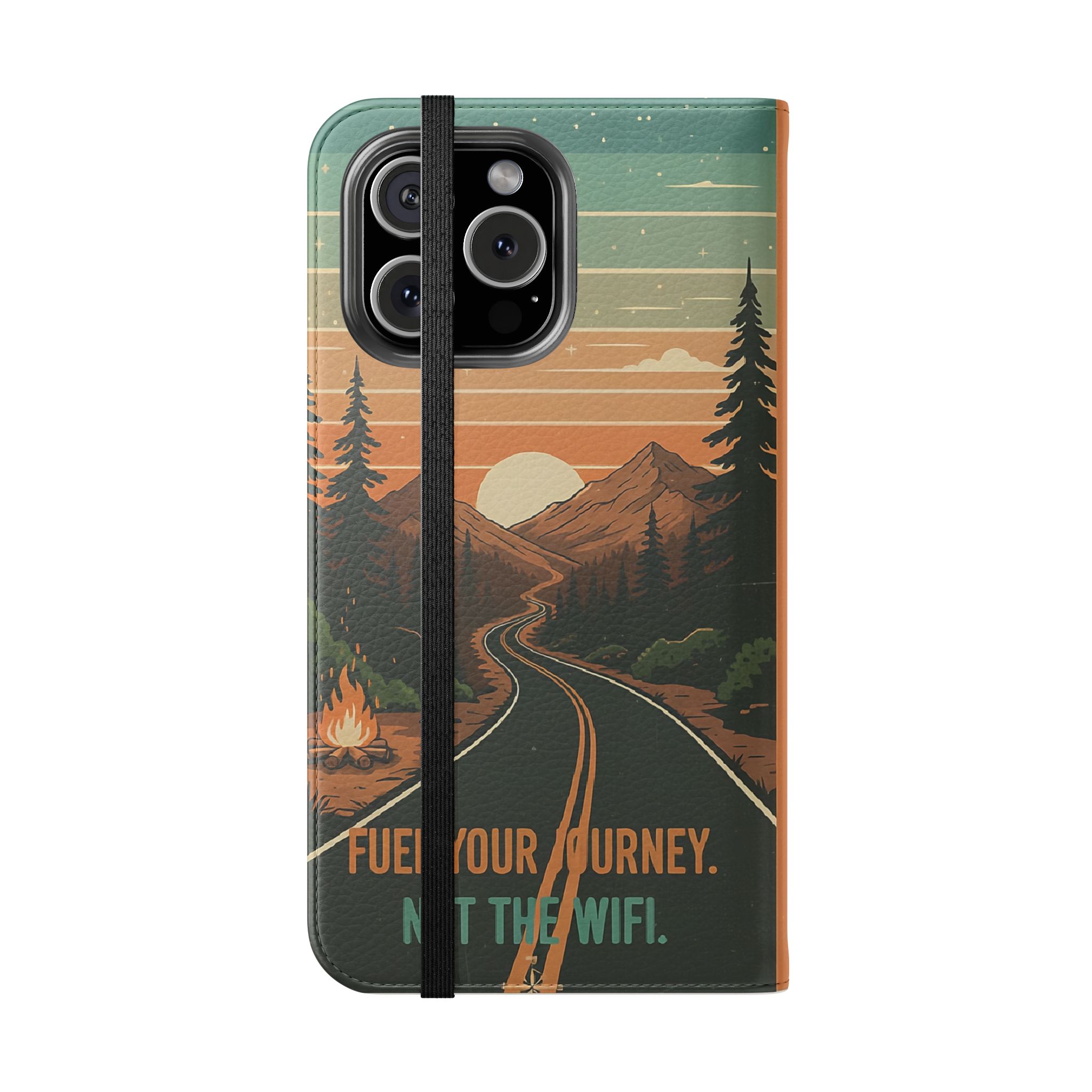 Flip Phone Case — "Adventure Awaits Unplug & Drive" Wallet Case