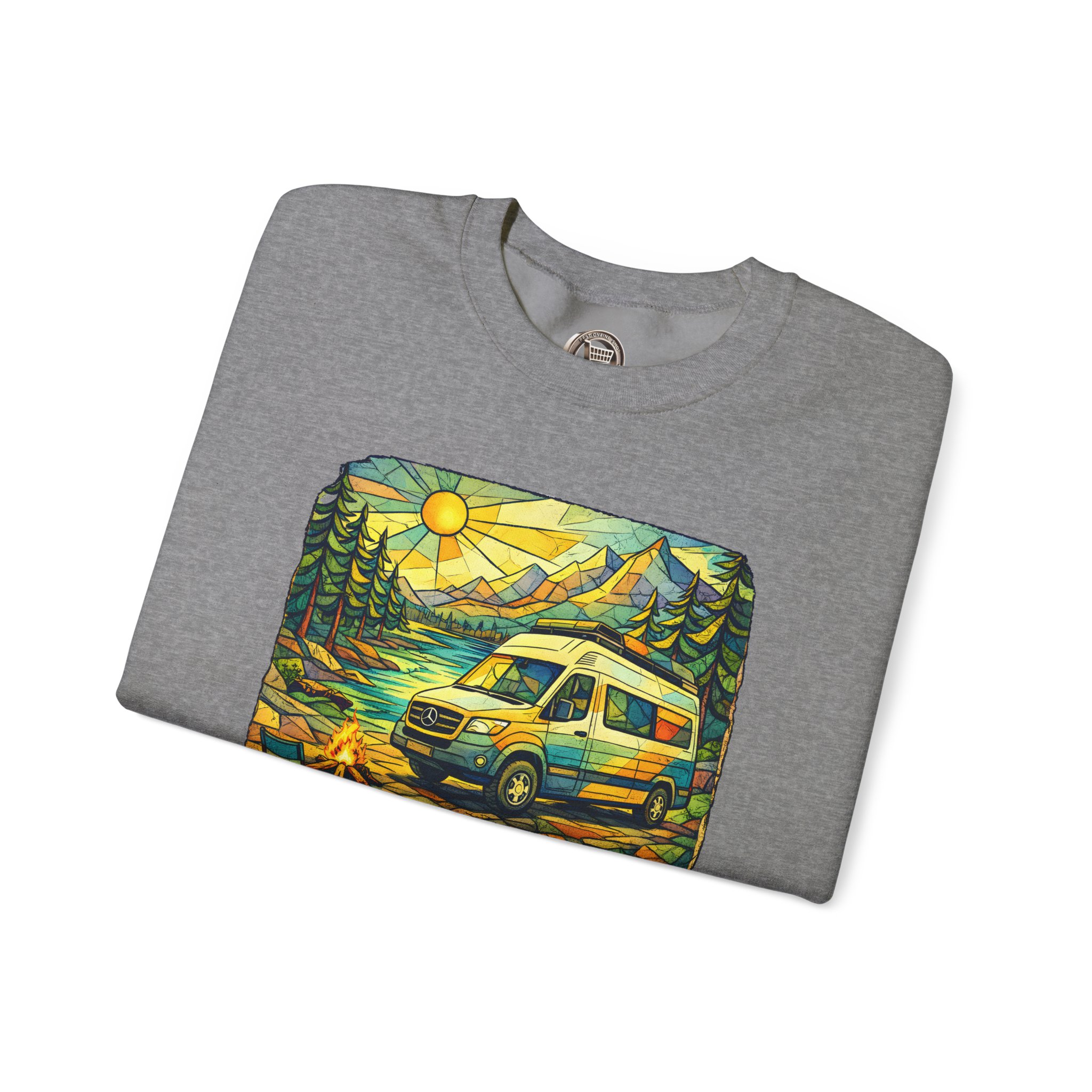 Unisex Heavy Blend™ Crewneck Sweatshirt — "Go Where You Feel Most Alive" Design Cubic-Line