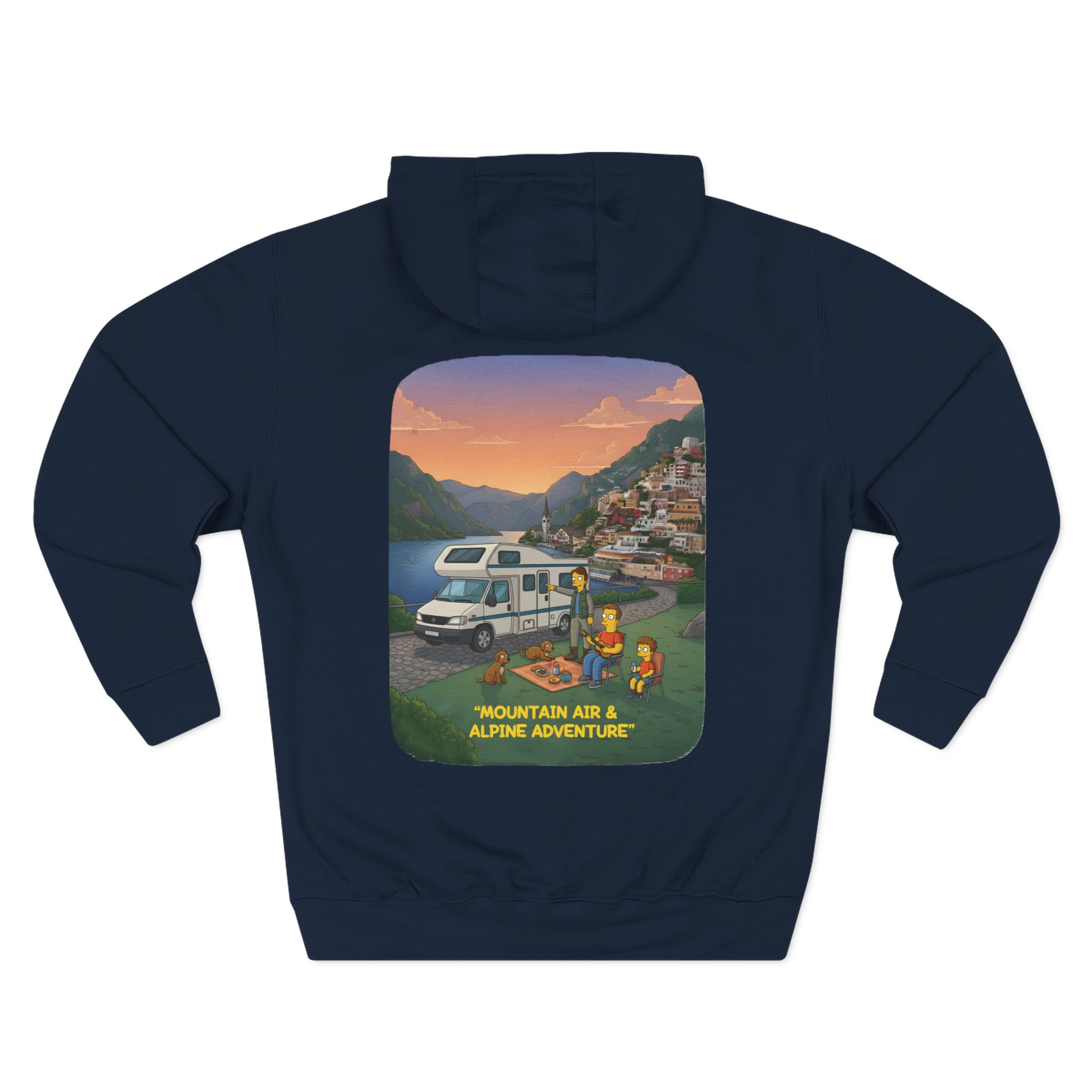 Three-Panel Fleece Hoodie - "Mountain Air-Alpine Adventure" Design Sitcom-Line
