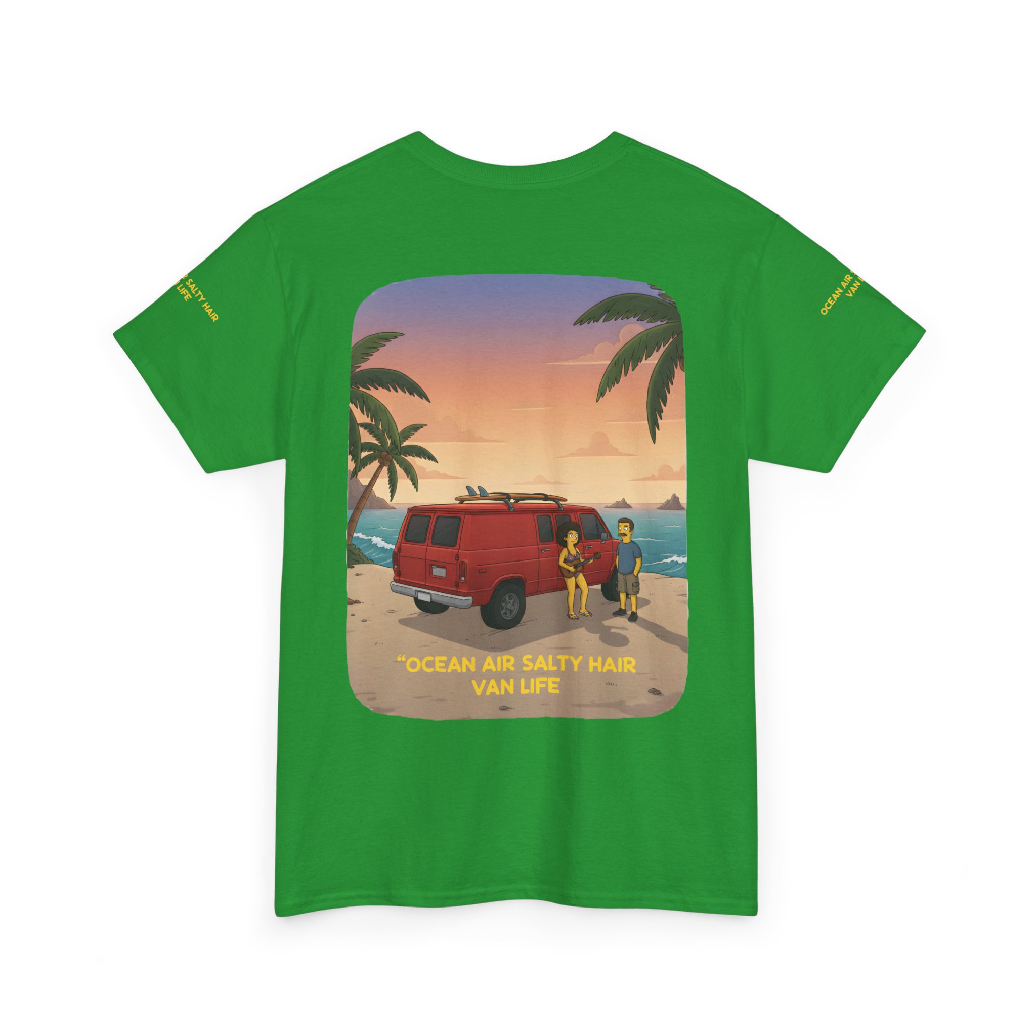 Unisex Heavy Cotton Tee — "Ocean Air Salty Hair Van Life" Design Sitcom-Line