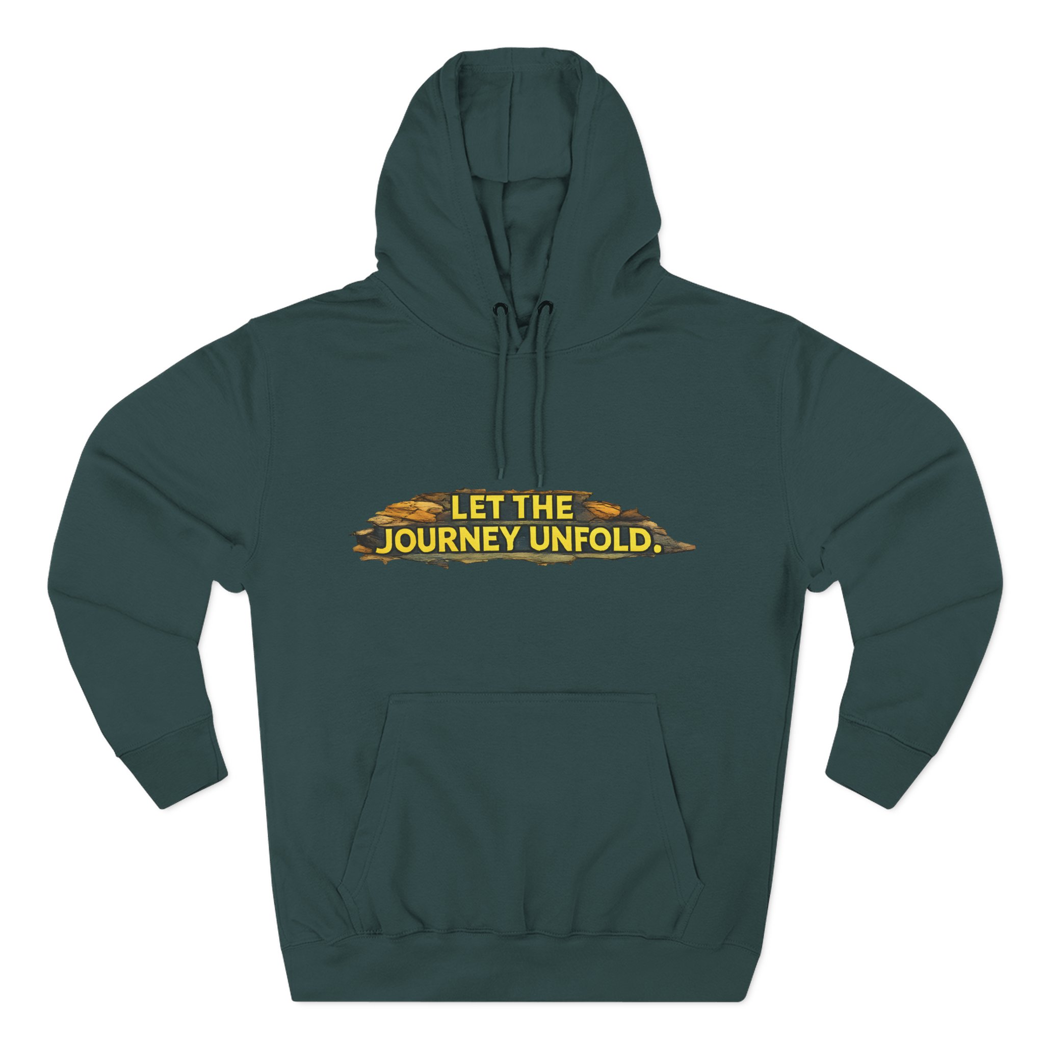 Three-Panel Fleece Hoodie - "Let The Journey Unfold" Design Cubic-Line