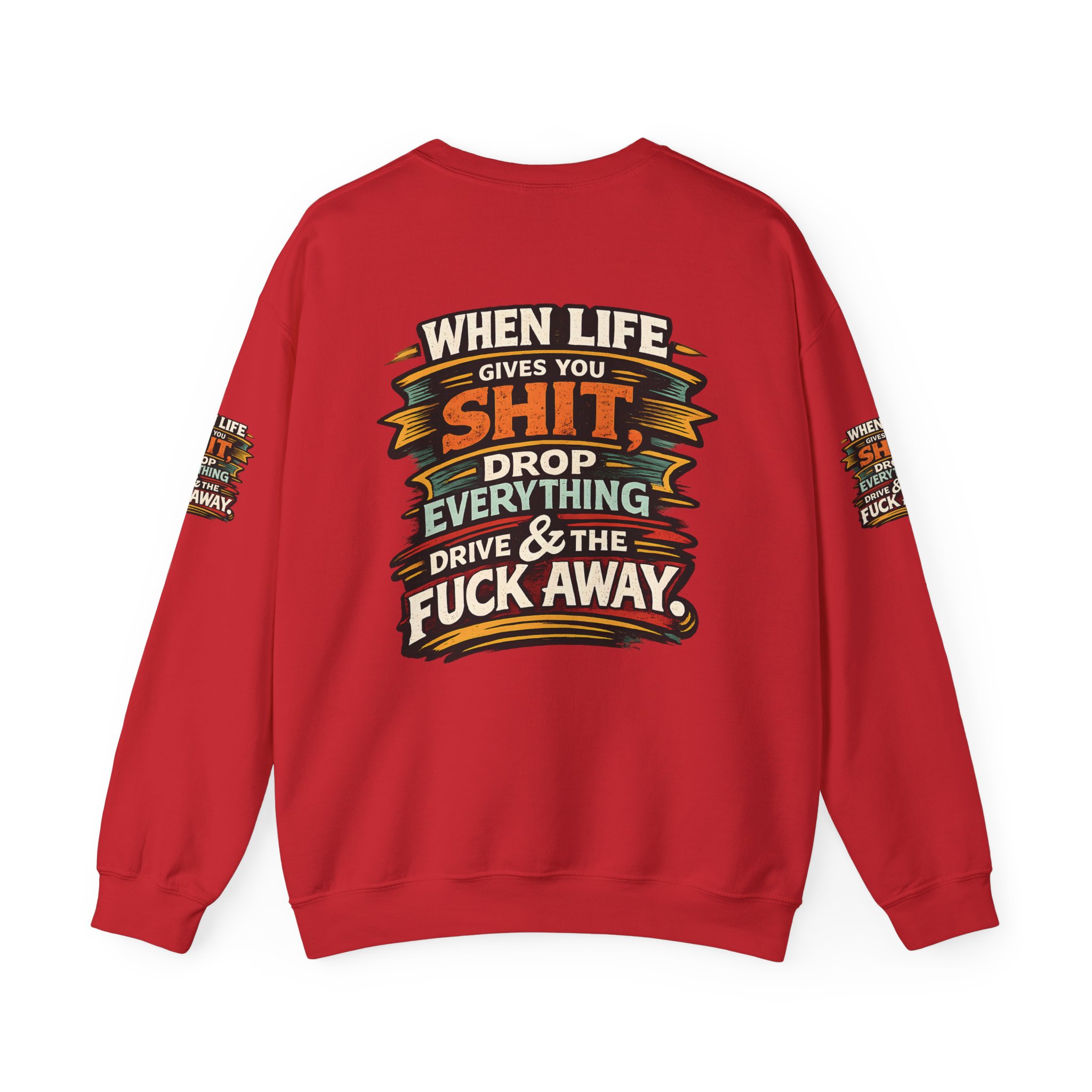 Unisex Heavy Blend™ Crewneck Sweatshirt — "When Live Gives You Shit" Design F**K-Line