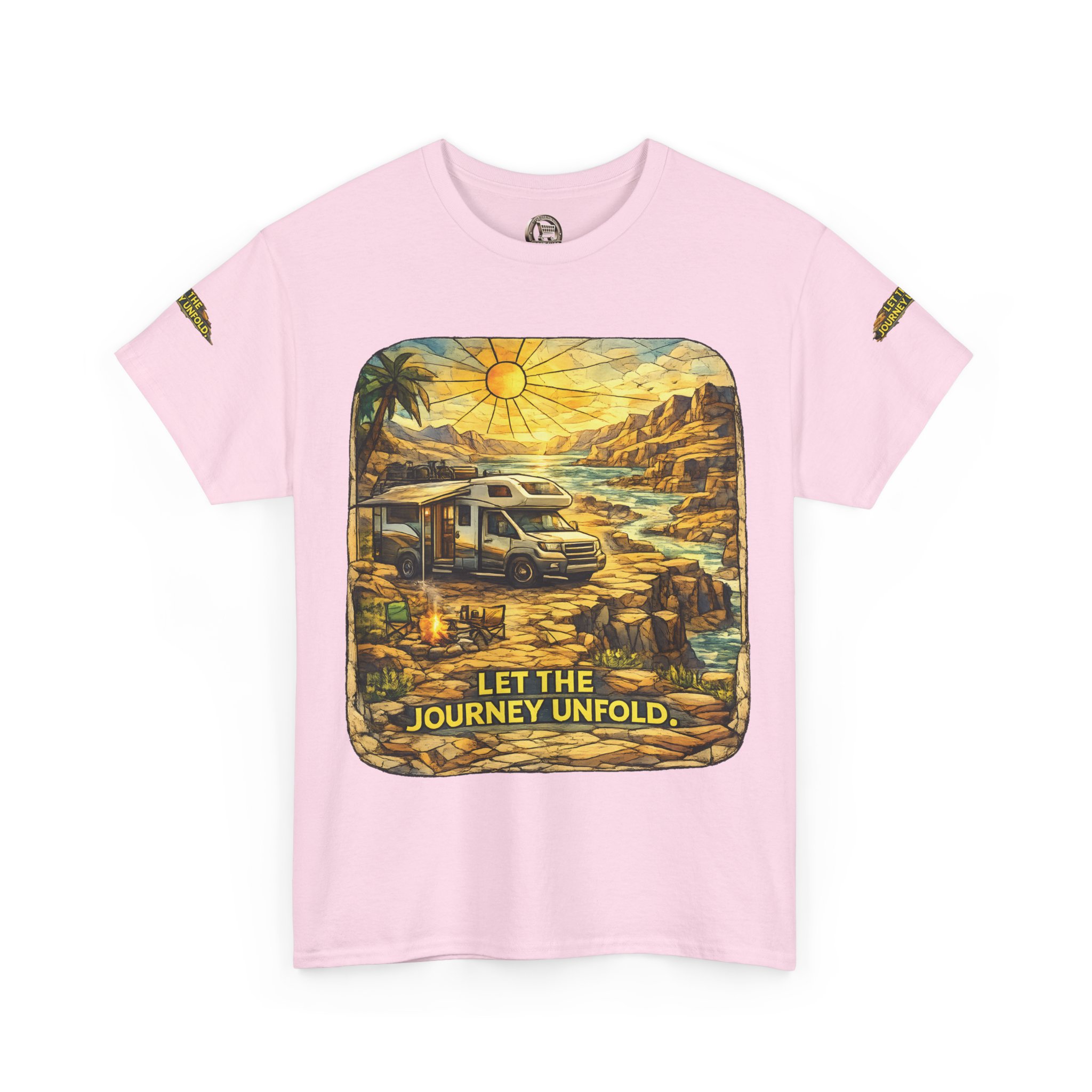 Unisex Heavy Cotton Tee — "Let The Journey Unfold" Design Cubic-Line