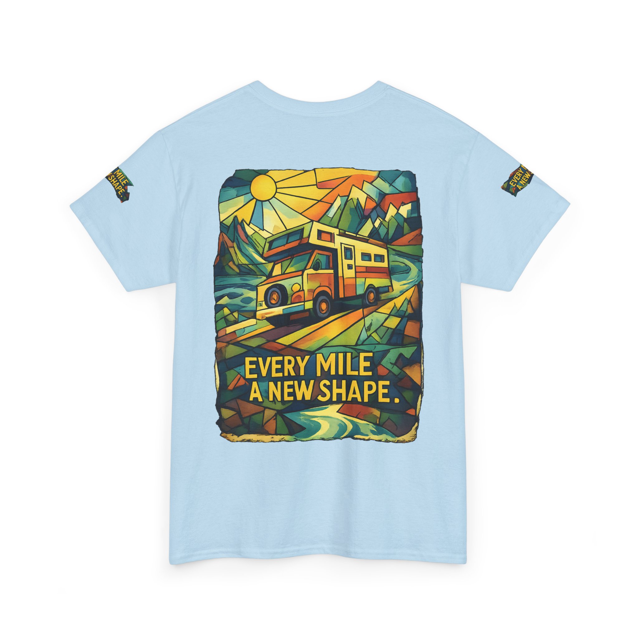 Unisex Heavy Cotton Tee — "Every Mile A New Shape" Design Cubic-Line