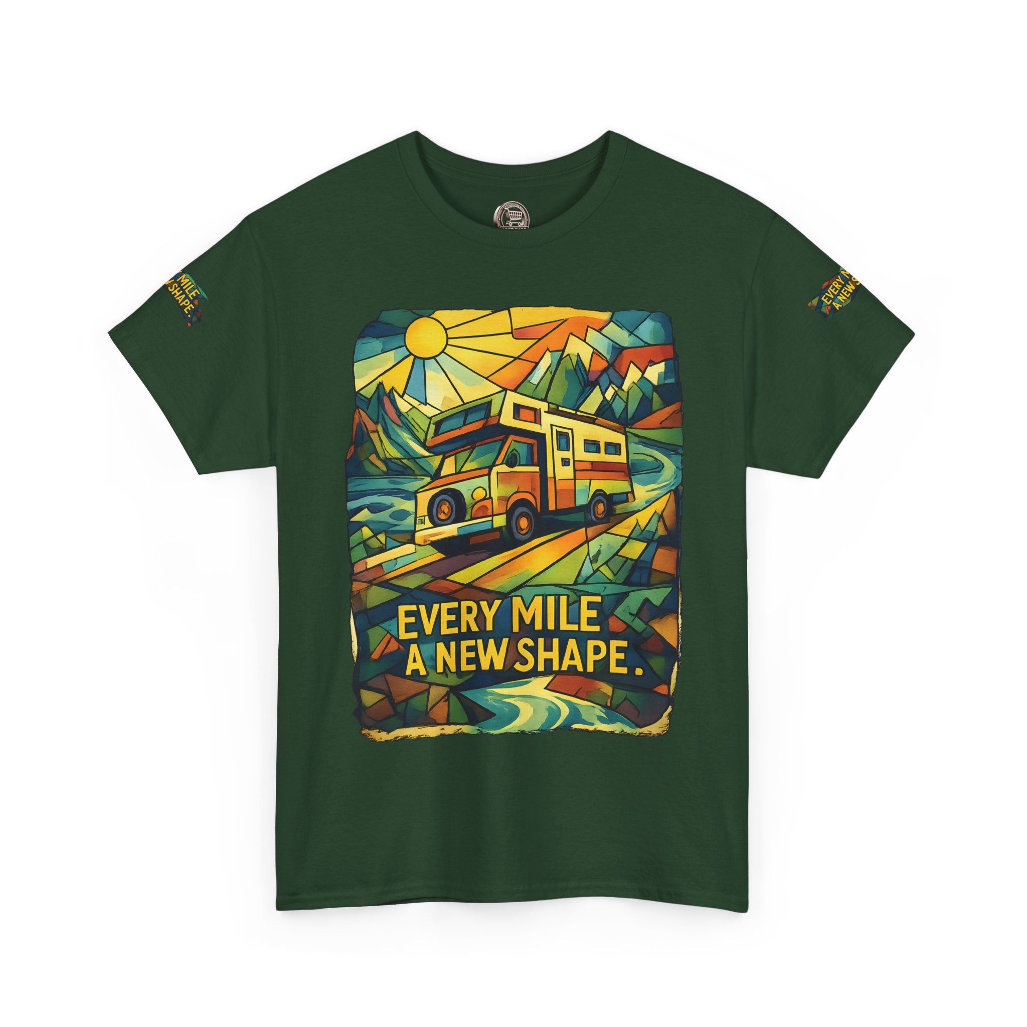 Unisex Heavy Cotton Tee — "Every Mile A New Shape" Design Cubic-Line