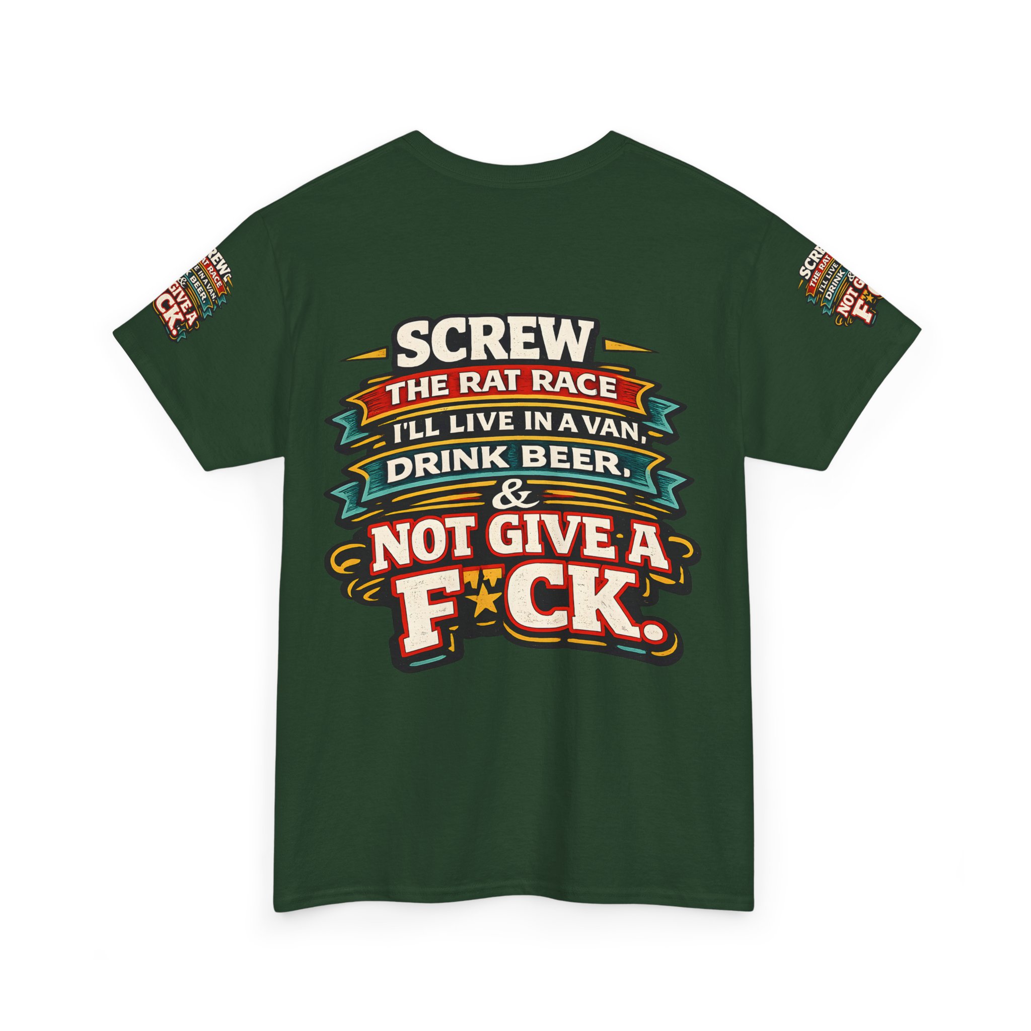 Unisex Heavy Cotton Tee — "Screw The Rat Race" Design F**K-Line