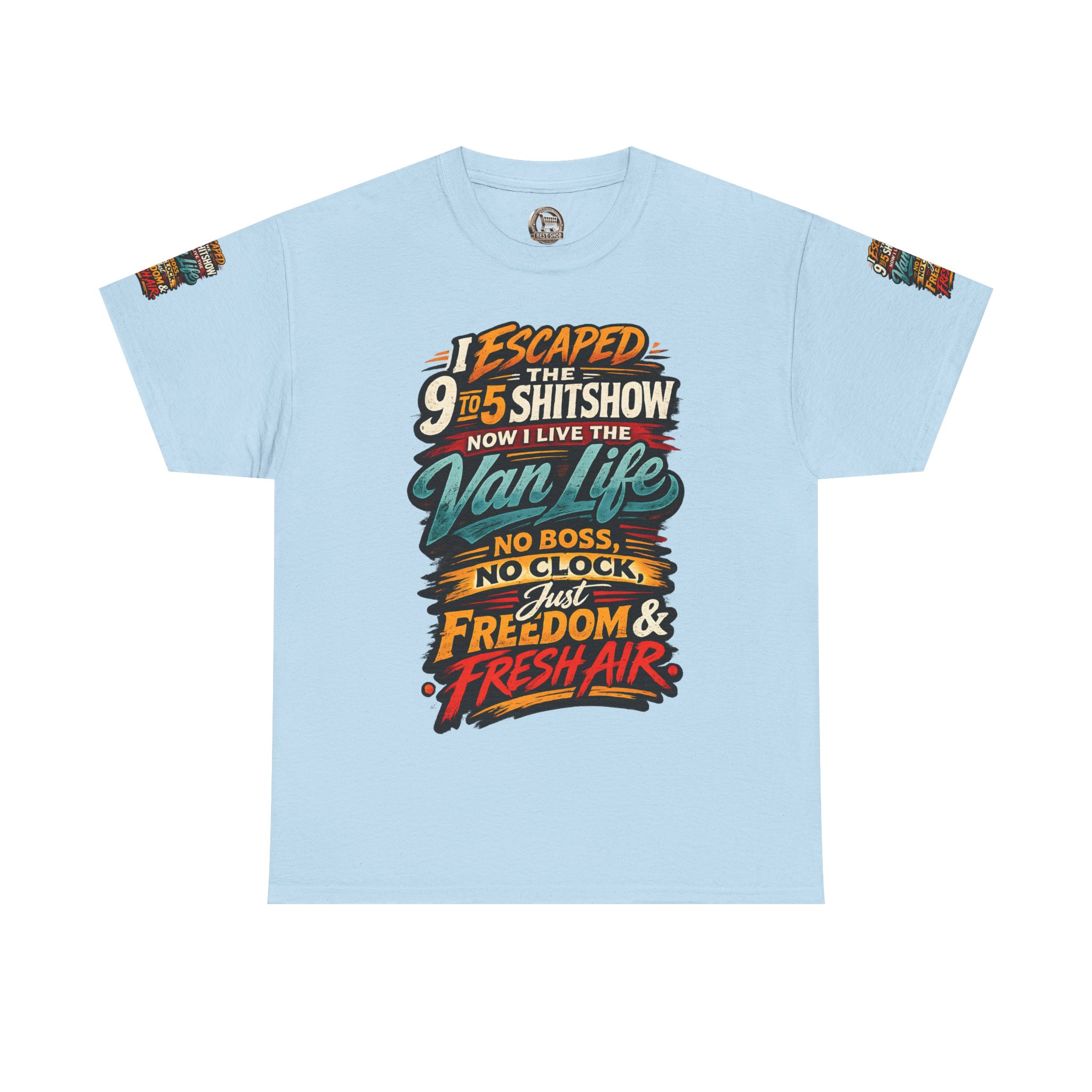 Unisex Heavy Cotton Tee — "I Escaped The 9 To 5" Design F**K-Line