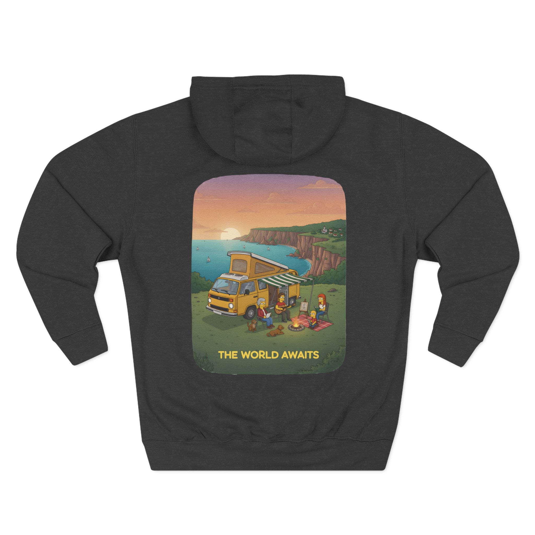 Three-Panel Fleece Hoodie - "The World Awaits" Design Sitcom-Line