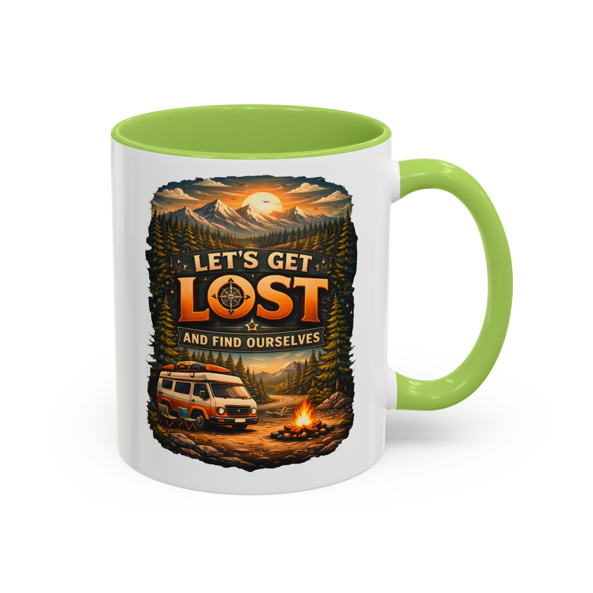 Accent Coffee Mug (11, 15oz) — "Let´s Get Lost And Find Ourselfs" Design Scenic-Line
