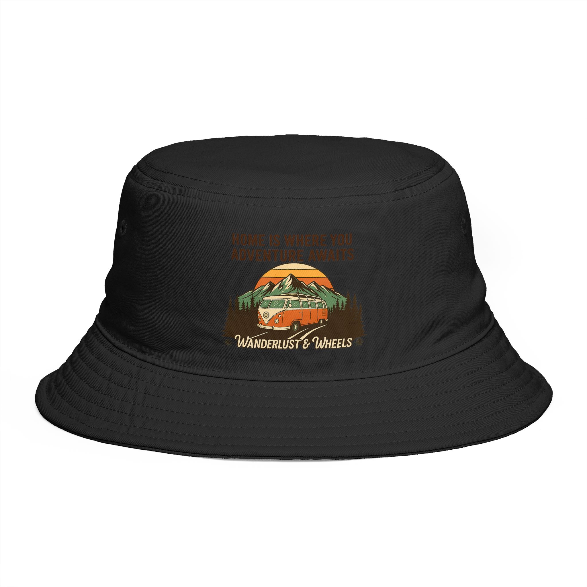 Bucket Hat — Wanderlust Camper Design (“Home is Where You Adventure Awaits”)