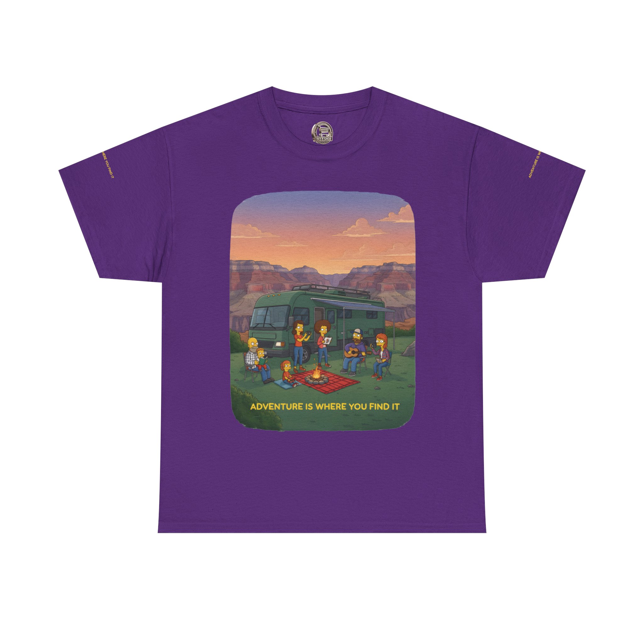 Unisex Heavy Cotton Tee — "Adventure Is Where You Find It" Design Sitcom-Line
