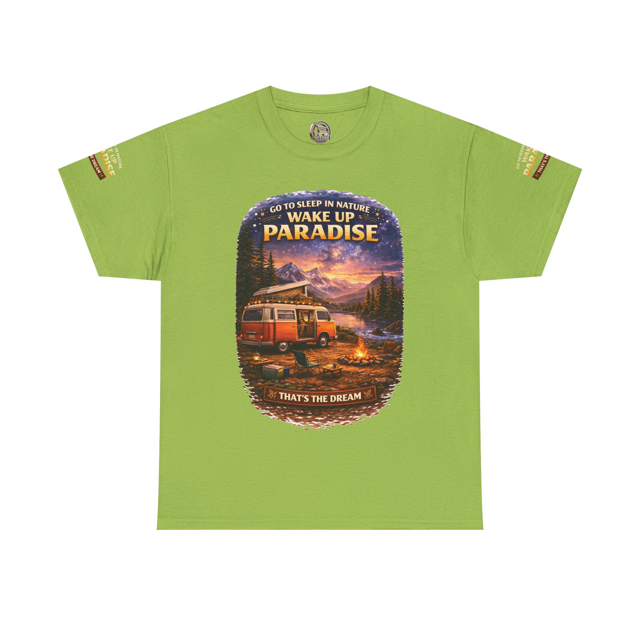 Unisex Heavy Cotton Tee — "Go To Sleep In Nature " Design Scenic-Line